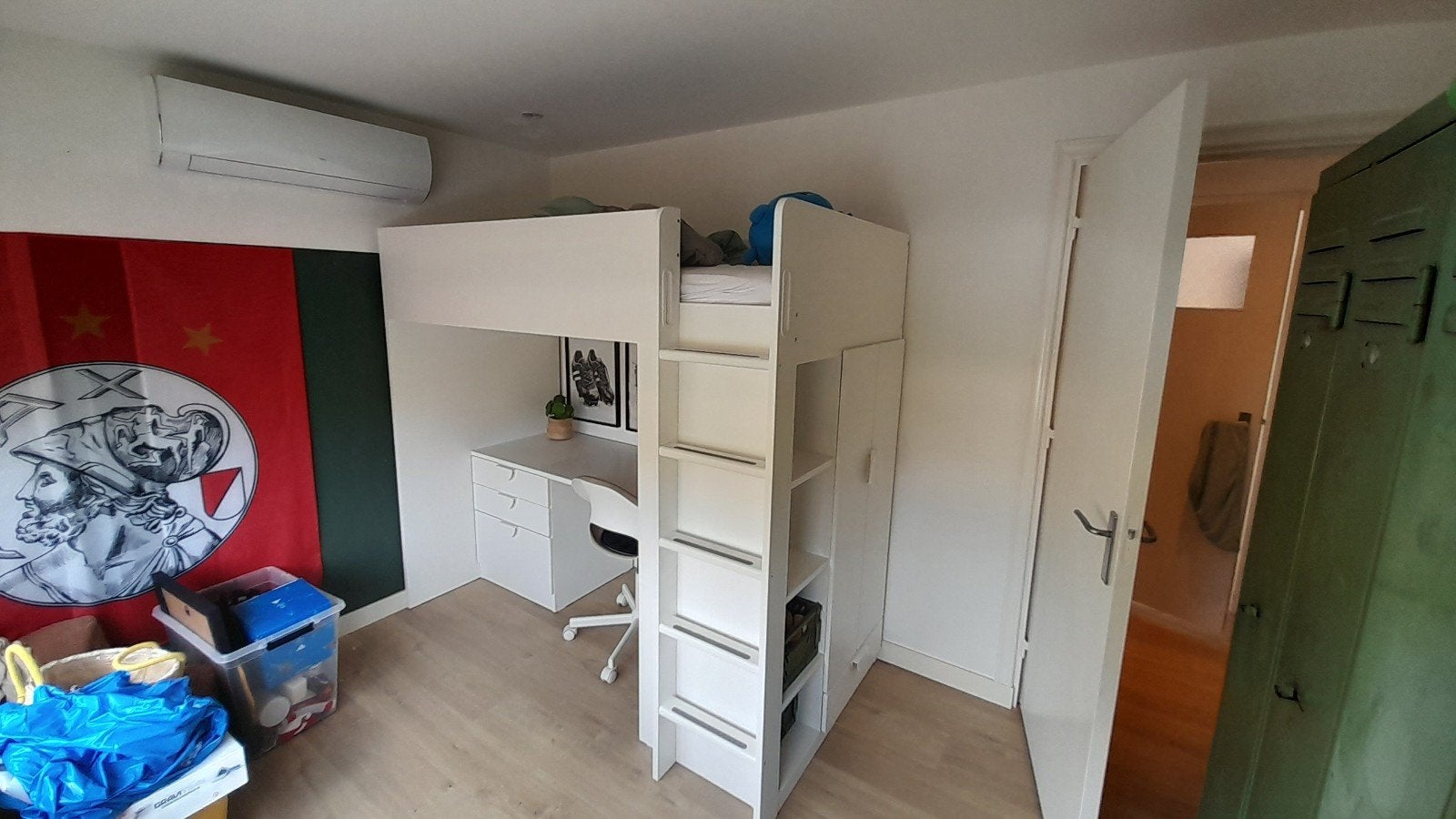 Hoogslaper met bureau en kast, Ophalen, Gebruikt, Eenpersoons, 90 cm