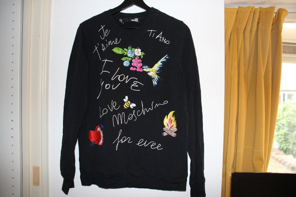 Love moschino trui - geborduurd / print zwart M/38, Maat 38/40 (M), Zwart, Zo goed als nieuw, Moschino