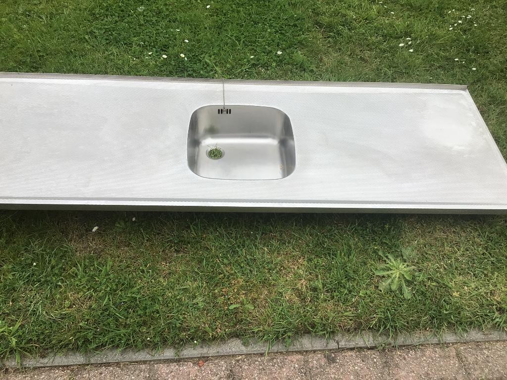 RVS aanrechtblad, Huis en Inrichting, Keuken | Keukenelementen, Ophalen, Gebruikt, 150 tot 200 cm, Minder dan 100 cm