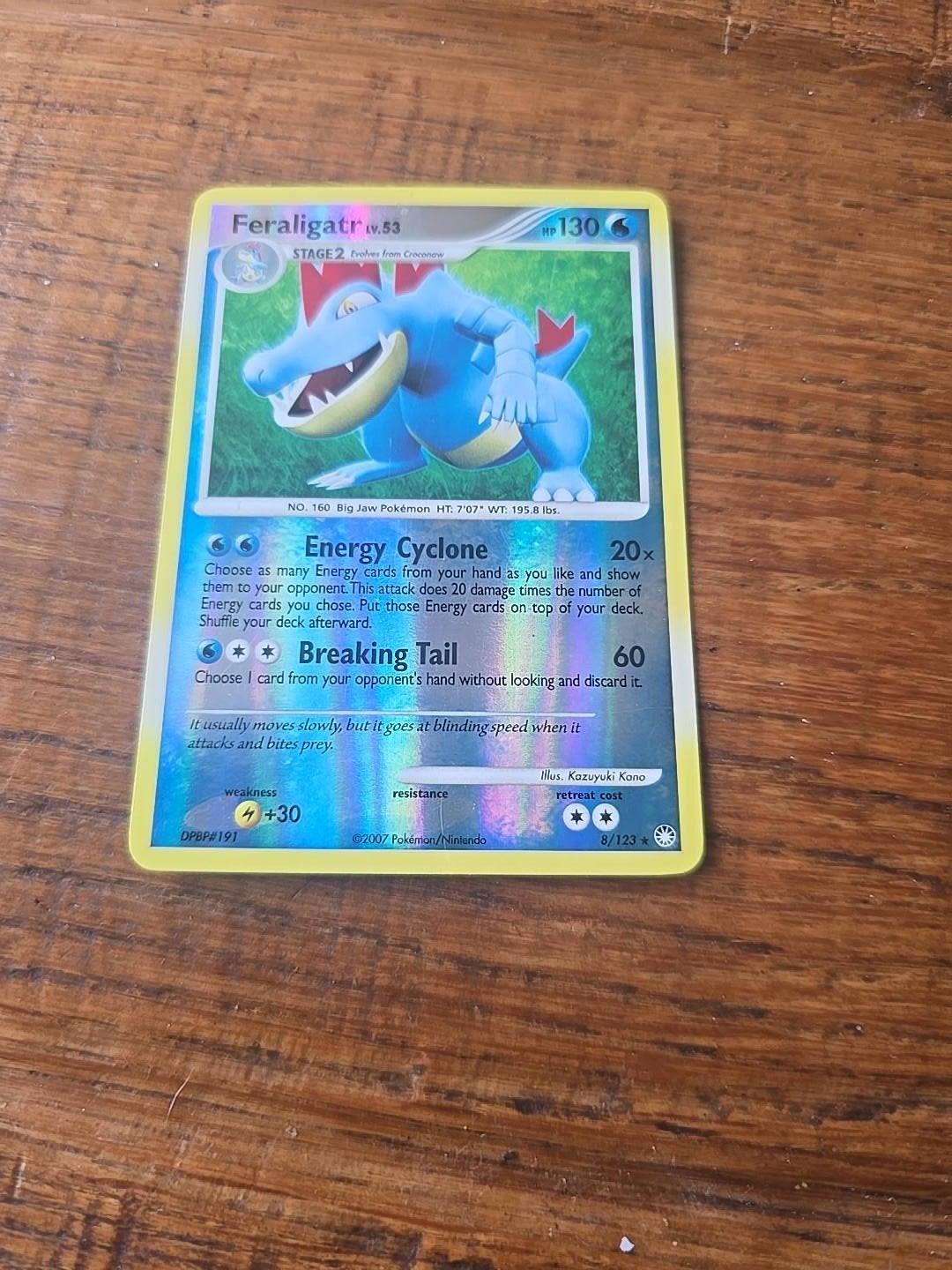 Pokémon Feraligatr LV.53 8/123 Reverse Holo – 2007, Ophalen of Verzenden, Gebruikt, Losse kaart