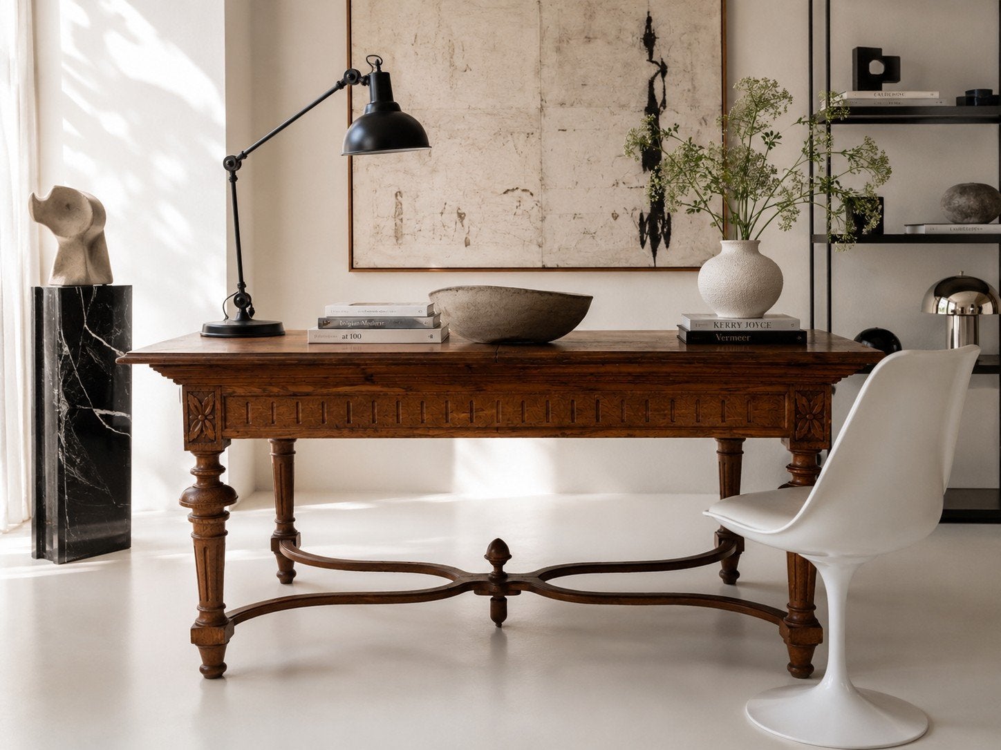 Antieke uitschuifbare eettafel met houtsnijwerk, Ophalen