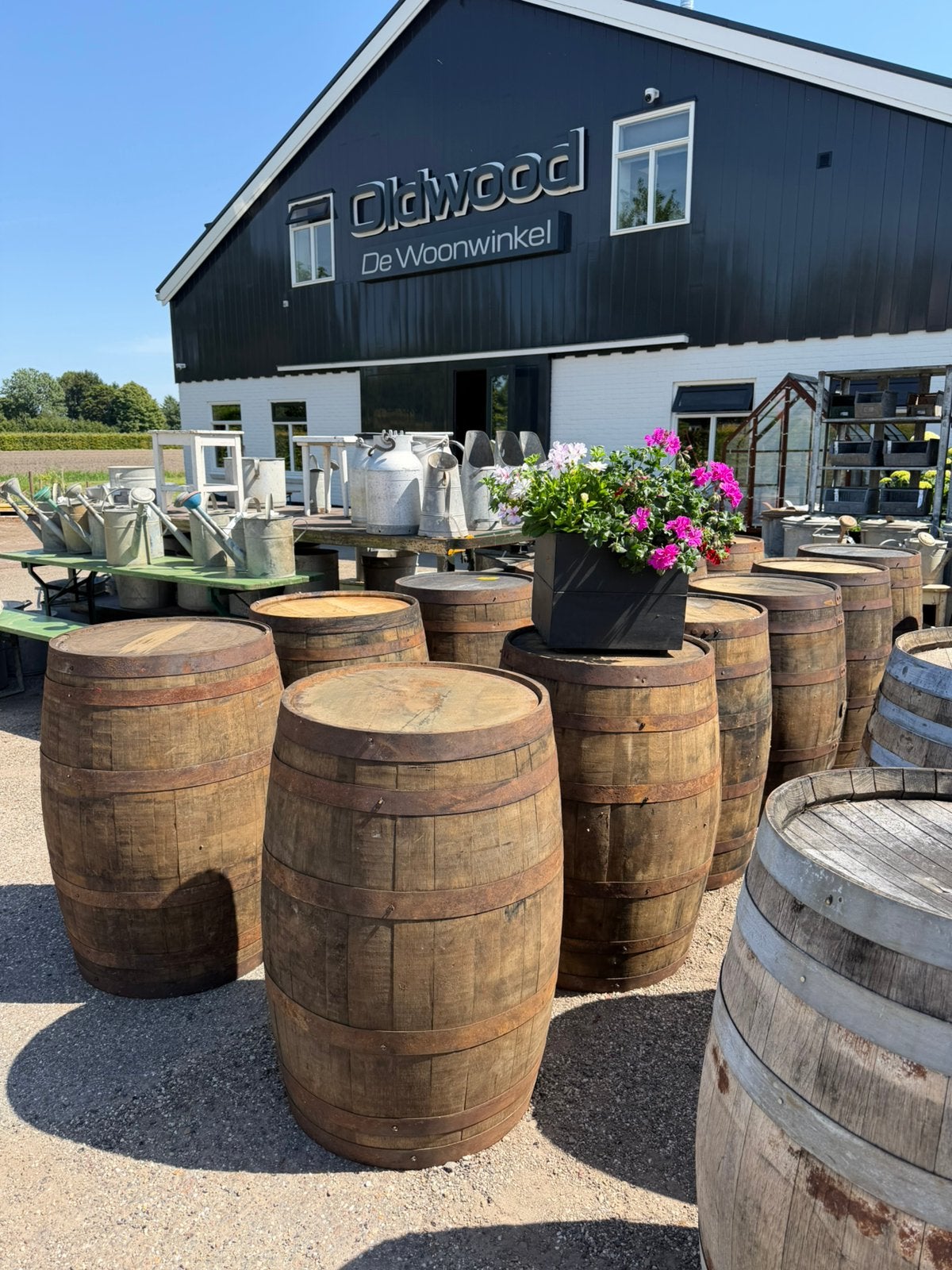 Eiken wijnvat | Statafel | Whiskyvat | Regenton | Houten vat, Tuin en Terras, Regentonnen, 150 liter of meer, Ophalen, Hout, Met pomp