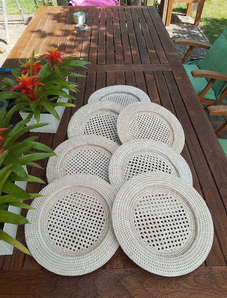 7 white-wash birma riet Flamant onderzet borden 32 cm, Huis en Inrichting, Gebruikt, Overige materialen, Ophalen of Verzenden