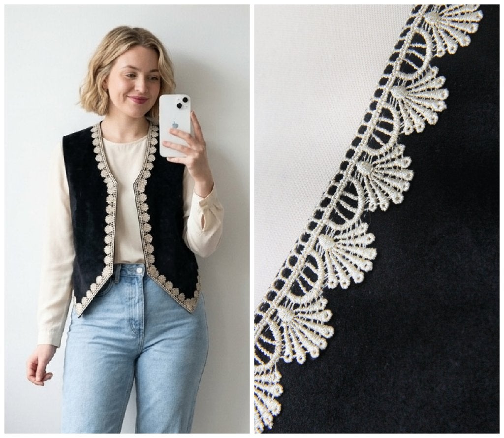 Poppy the label - NIEUW / velours velvet zwart gilet maat S, Kleding | Dames, Poppy the label, Verzenden, Zwart, Nieuw