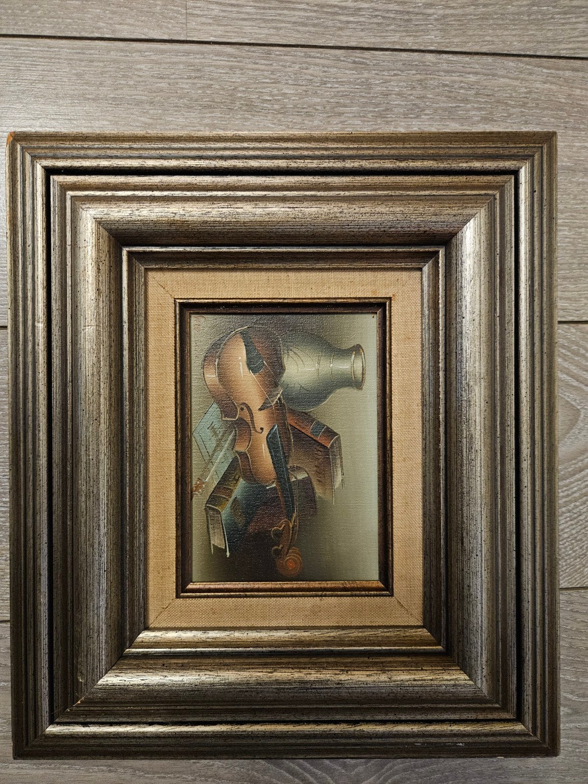 Klassiek stilleven met viool en vaas, ingelijst, Ophalen, Handgeschilderd, Doek, Stilleven