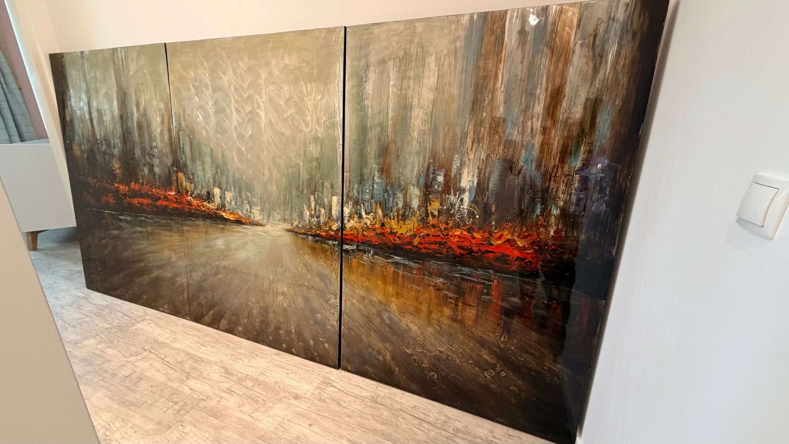 Modern 3-luik aluminium kunst New York Eve, Antiek en Kunst, Ophalen, Gelakt/vernis, Stadsgezicht, Overige technieken