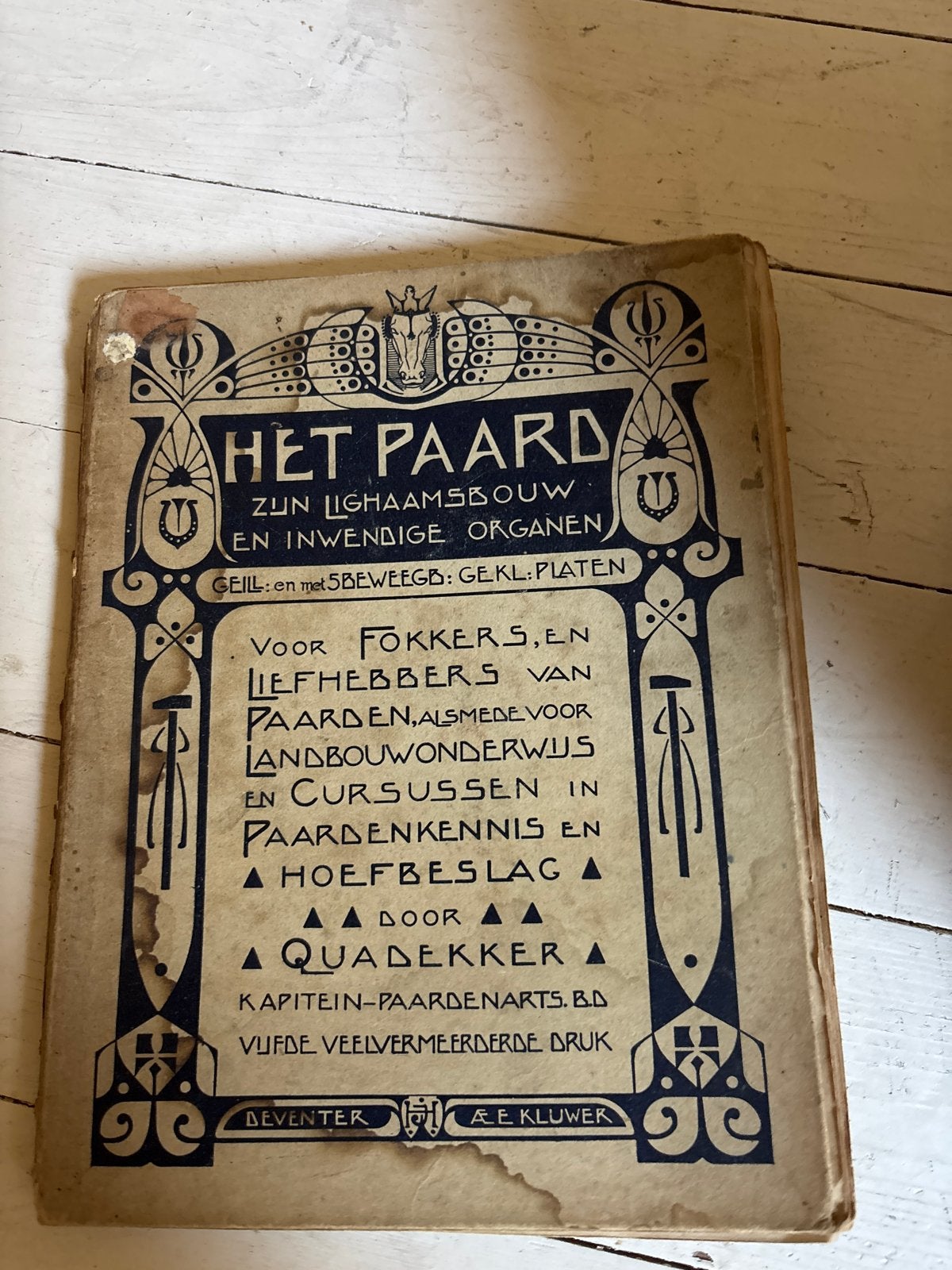 Het Paard: Anatomie en Hoefbeslag - Oud Boek 1916, Ophalen of Verzenden, Gelezen, Paarden of Pony's