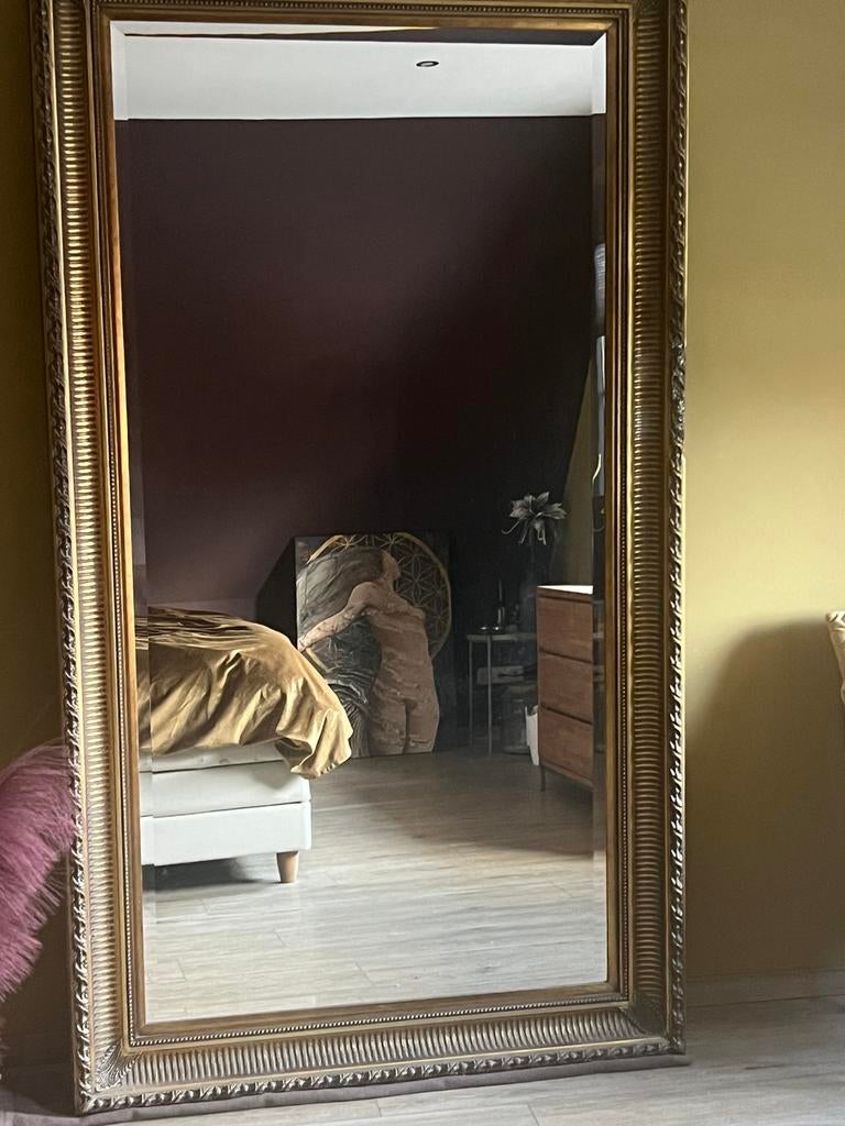Super grote brocante spiegel, Huis en Inrichting, Woonaccessoires | Spiegels, Ophalen, Zo goed als nieuw, Rechthoekig, Minder dan 100 cm