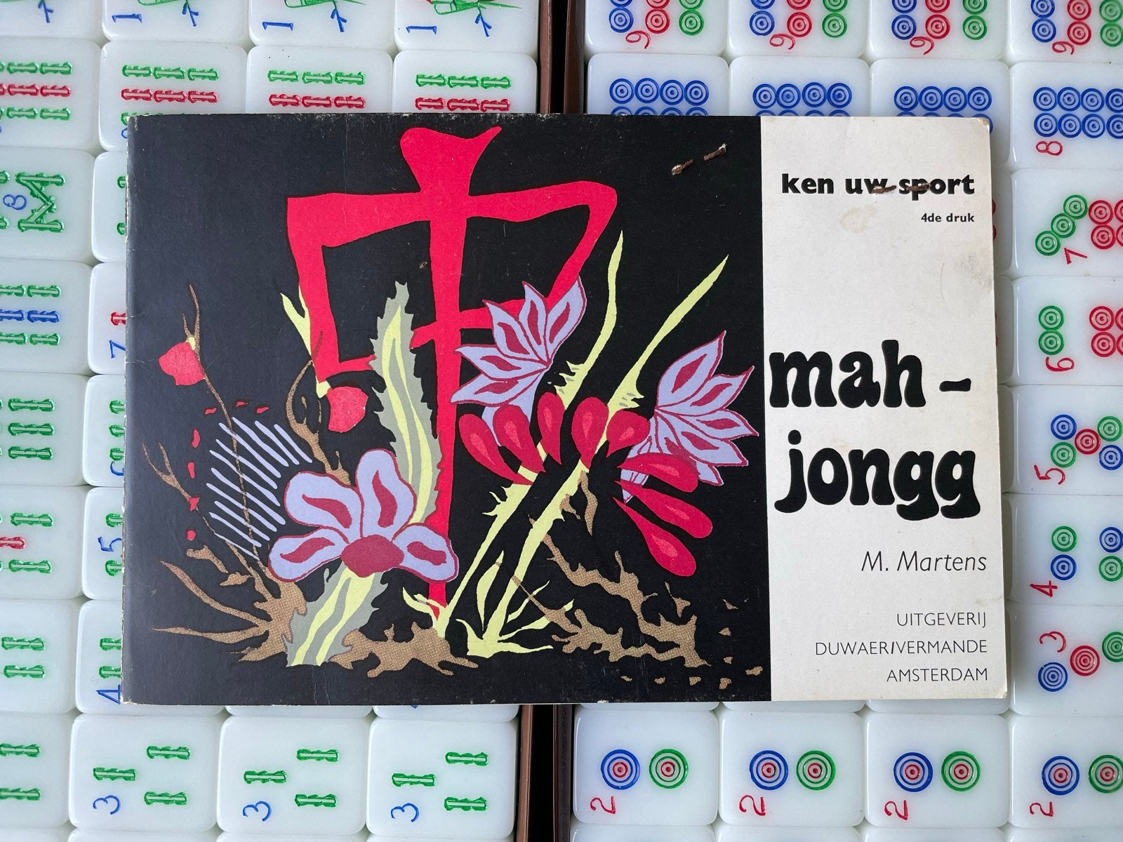 Vintage Mahjong spel in koffer met boekje, Drie of vier spelers, Ophalen of Verzenden, Gebruikt