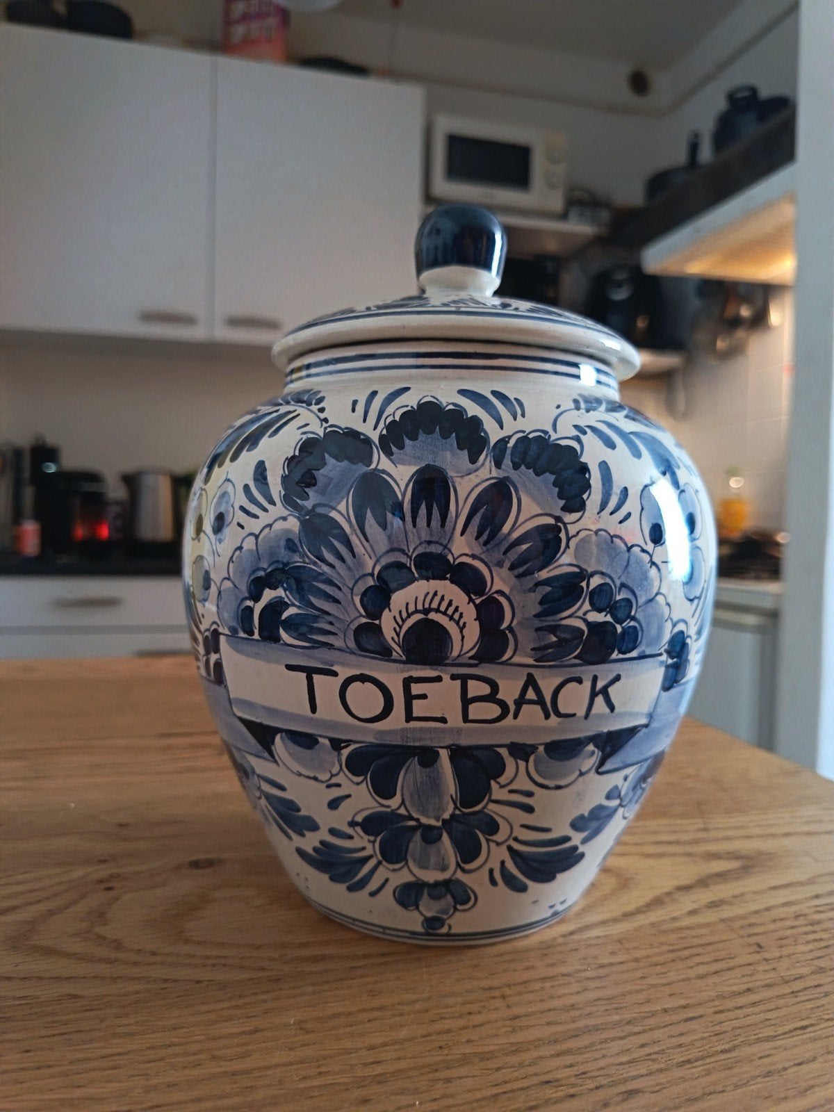 Antieke Delfts Blauwe Tabakspot - Handgeschilderd, Antiek en Kunst, Ophalen of Verzenden
