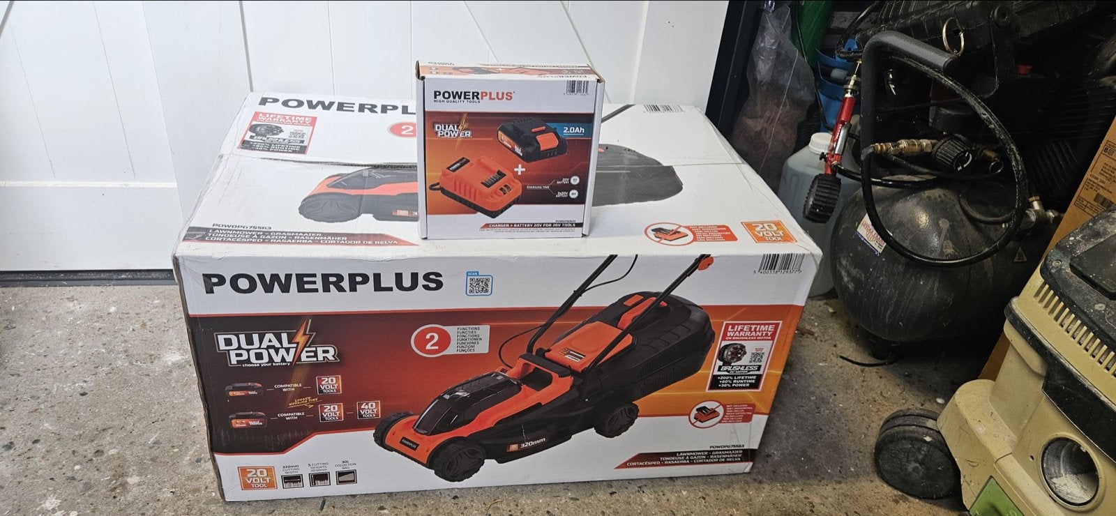 Nieuwe Powerplus Accu Grasmaaier met Accu en Lader, Tuin en Terras, Ophalen, Nieuw, Accu-grasmaaier
