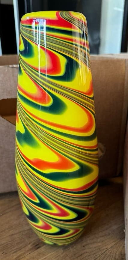 Vintage XL Murano Style "Rasta" Swirl Vaas – Jaren 80/90, Ophalen of Verzenden
