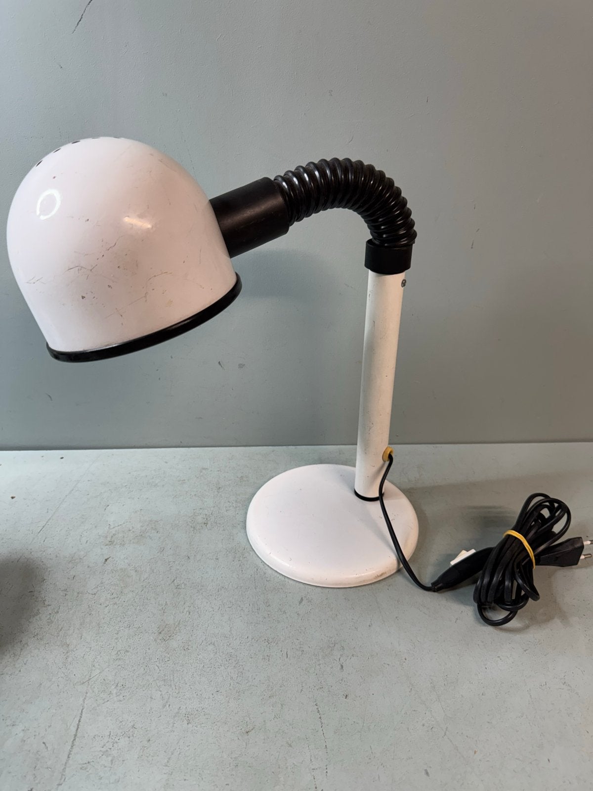 Vintage Witte Tafellamp met Flexibele Arm, Ophalen of Verzenden