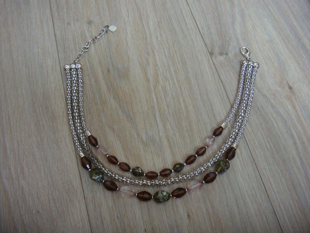 Halsketting NIEUW, Sieraden, Tassen en Uiterlijk, Kettingen, Ophalen of Verzenden, Nieuw, Bruin, Overige materialen