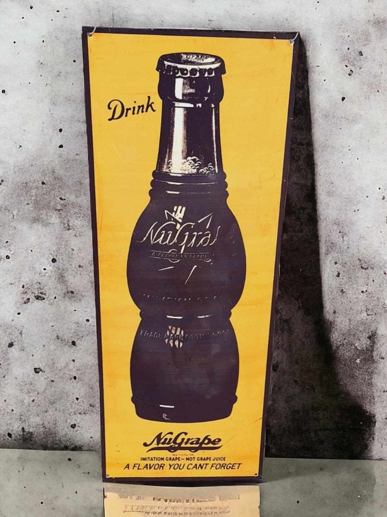 Zeldzaam reclamebord, usa tin sign van NuGrape drinks., Reclamebord, Gebruikt, ., Ophalen of Verzenden