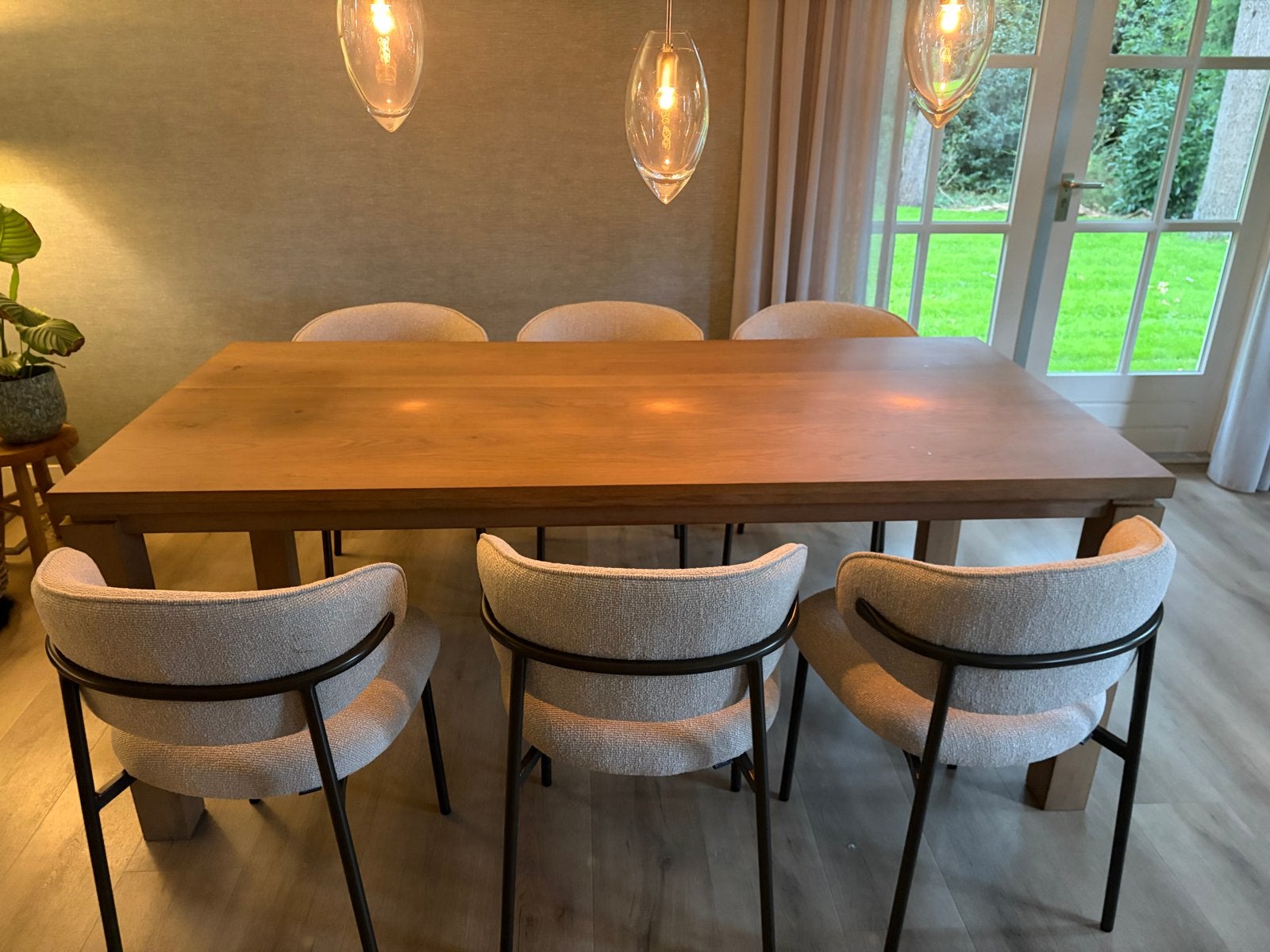 Massief Eiken Eettafel 195x95 cm, Huis en Inrichting, Ophalen, Eikenhout, 50 tot 100 cm, Zo goed als nieuw