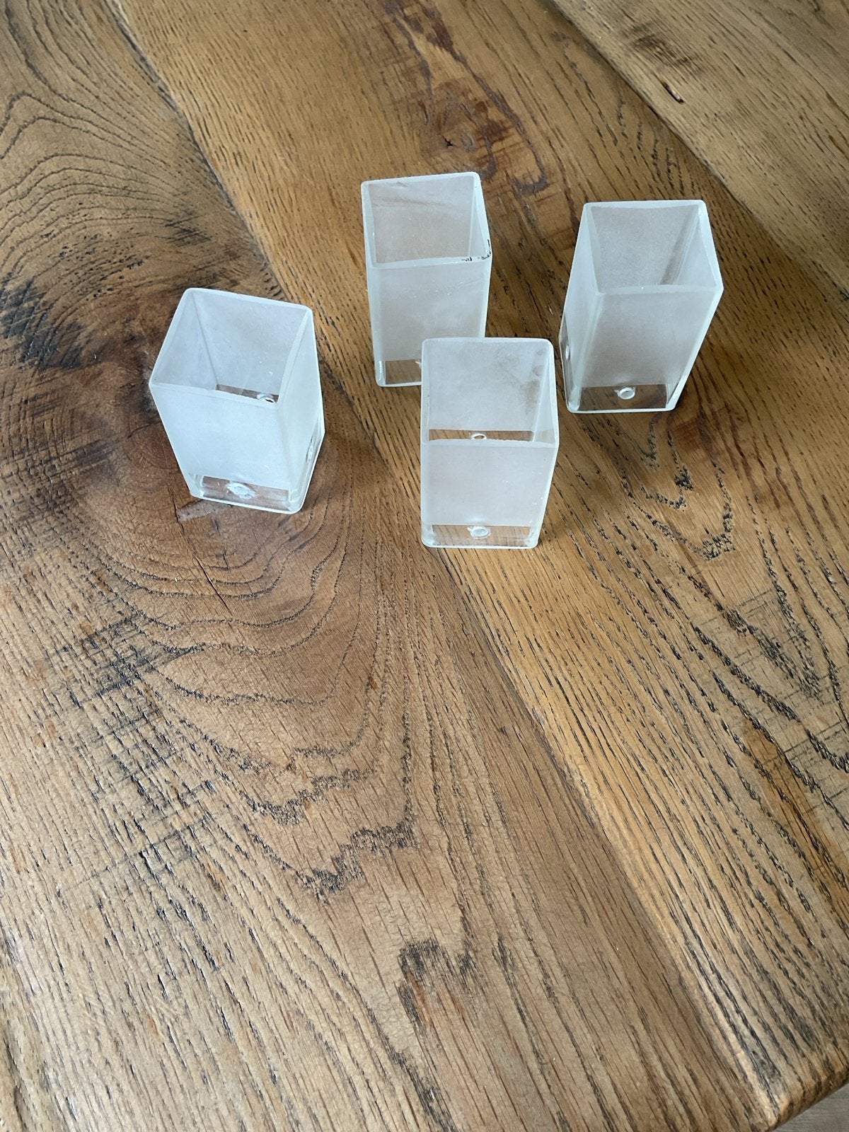 Set van 4 glazen lampenkapjes - Gebruikt, Huis en Inrichting, Gebruikt, Wit, Ophalen of Verzenden, Glas