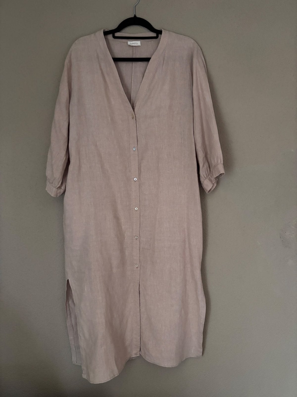 Lange linnen jurk/blouse - Beige - Maat M JC sophie, Kleding | Dames, Maat 38/40 (M), Beige, Ophalen of Verzenden, Zo goed als nieuw