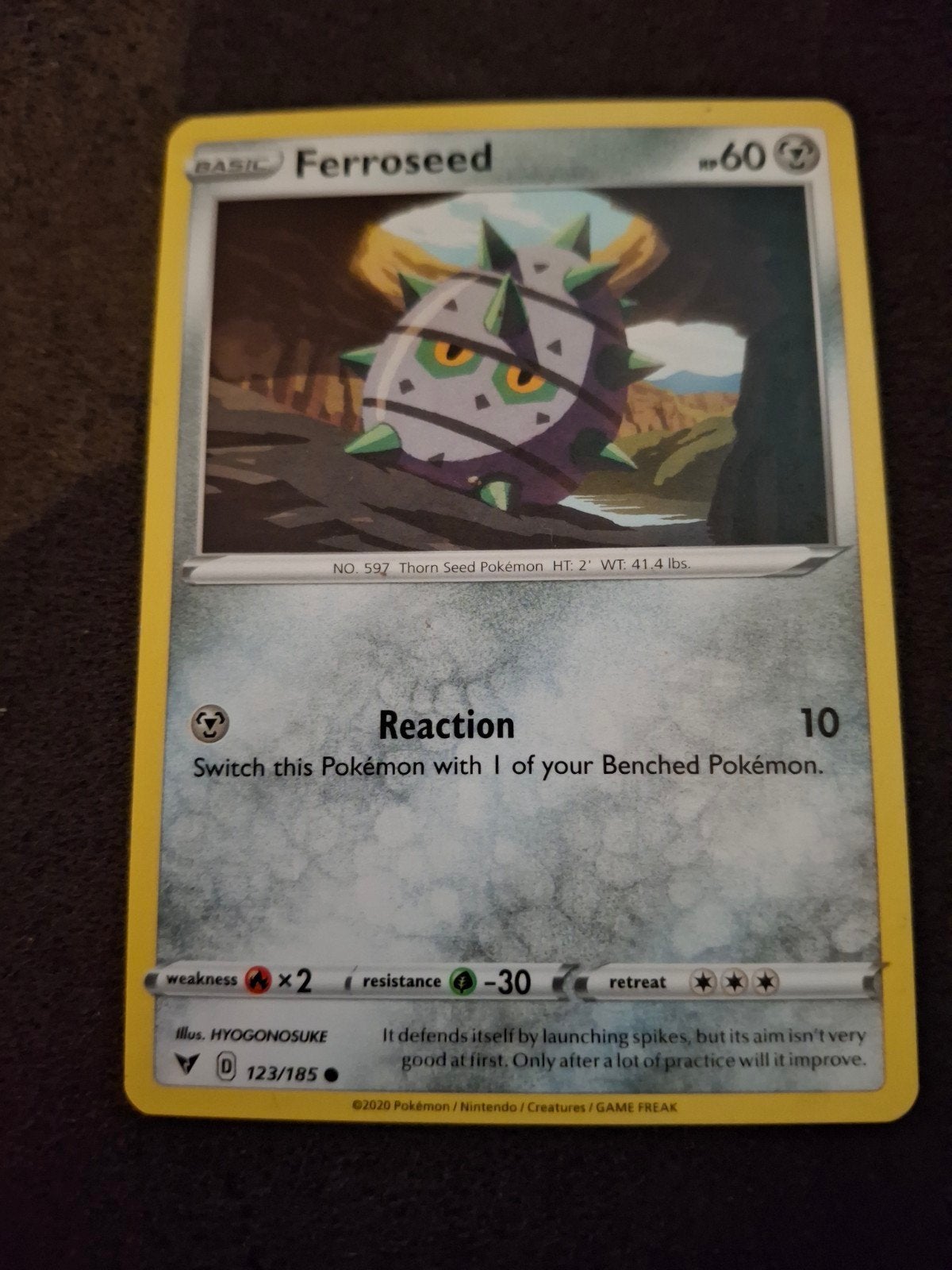 Pokémon Kaart Ferroseed 123/185, Ophalen of Verzenden, Gebruikt, Losse kaart