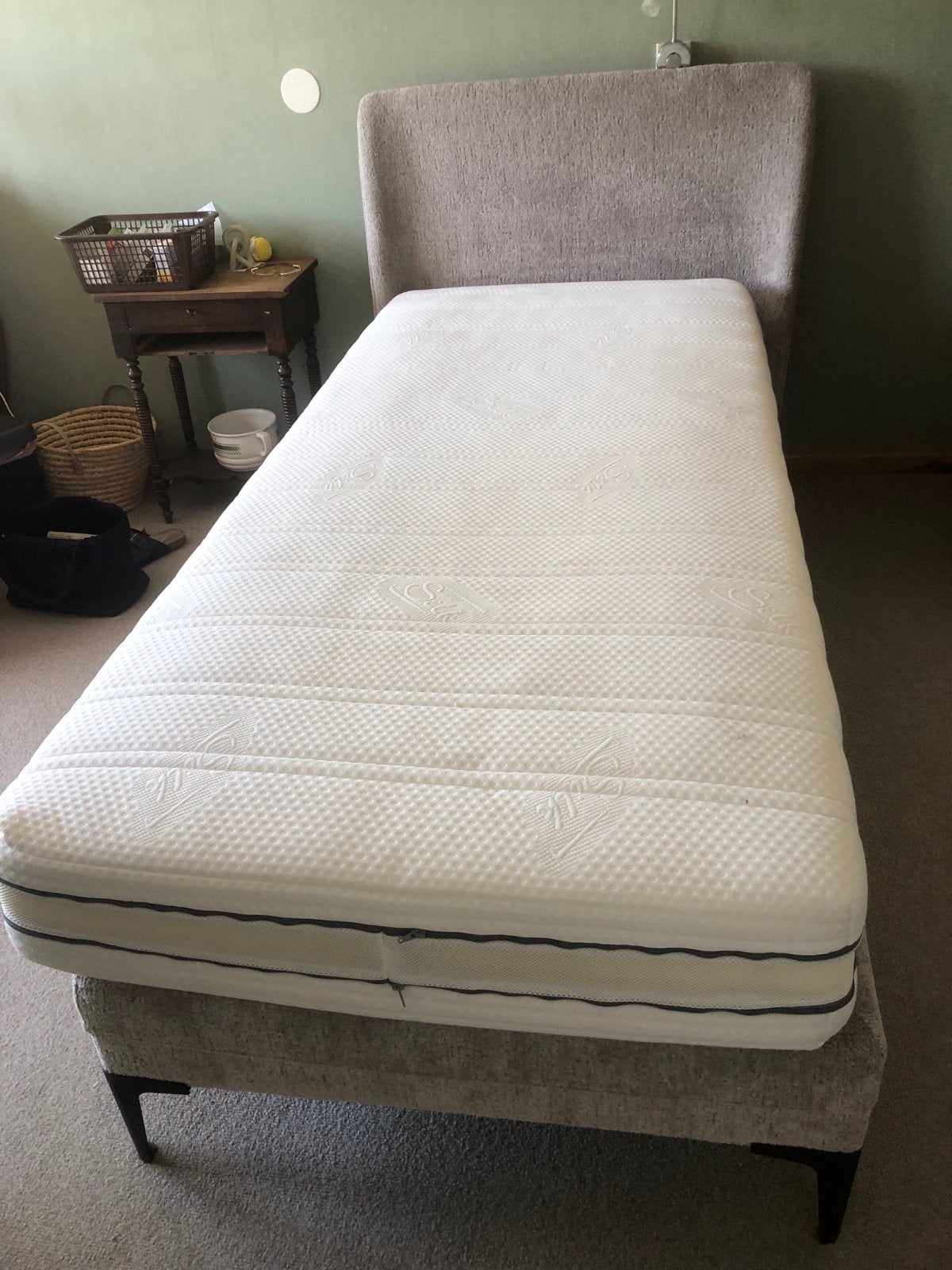 Nieuwe boxspring 90x200 cm met hoofdbord, Ophalen, 90 cm, Eenpersoons, Nieuw