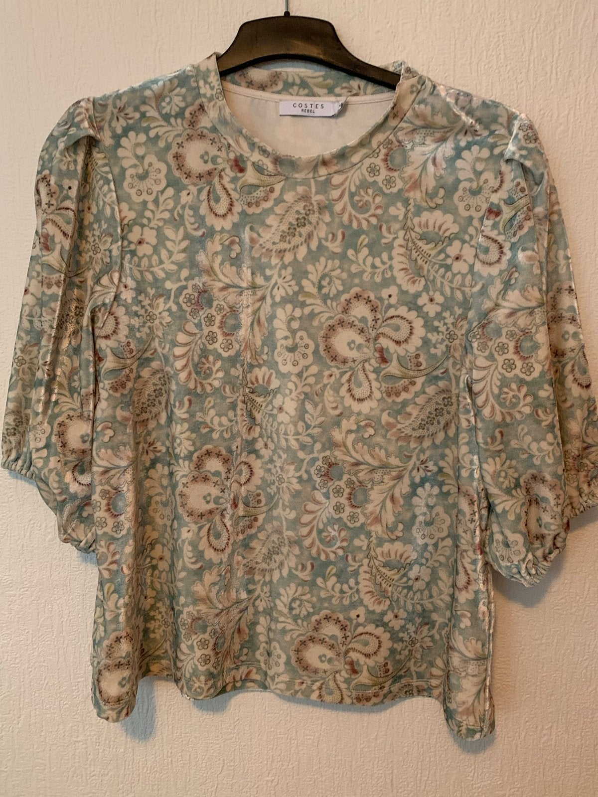 Velours shirt 3/4 mouw, Kleding | Dames, Ophalen of Verzenden, Zo goed als nieuw, Maat 42/44 (L), Lange mouw