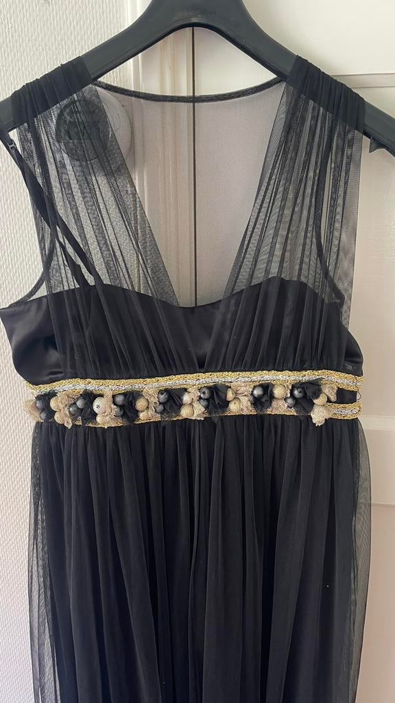 Te koop: gala jurk, zwart, maat S, Ophalen of Verzenden, Zo goed als nieuw, Zwart, Onder de knie