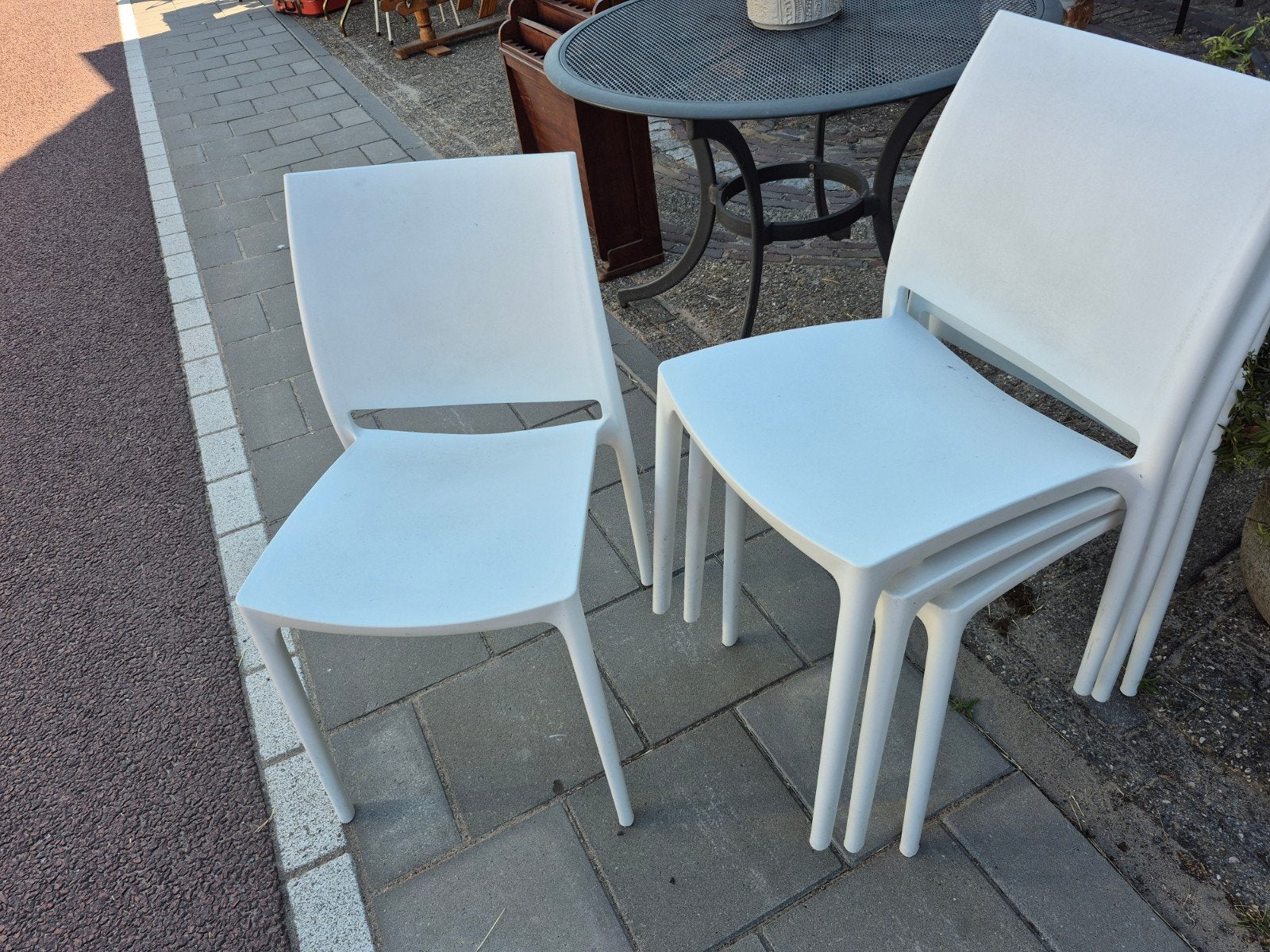 stapelstoelen, Kunststof, Gebruikt, Wit, Ophalen of Verzenden