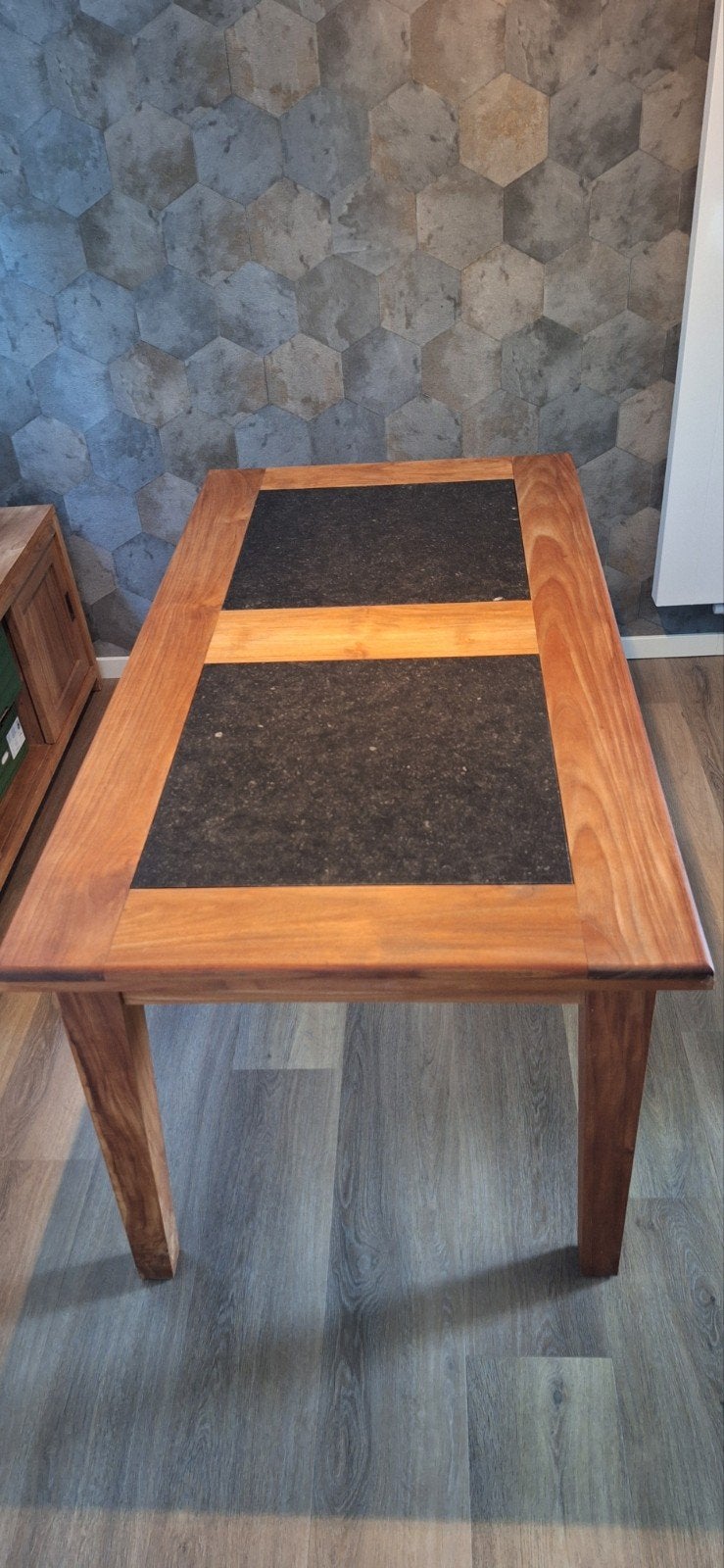Eettafel met natuurstenen  inleg, Huis en Inrichting, Ophalen, 50 tot 100 cm, 150 tot 200 cm, Vier personen