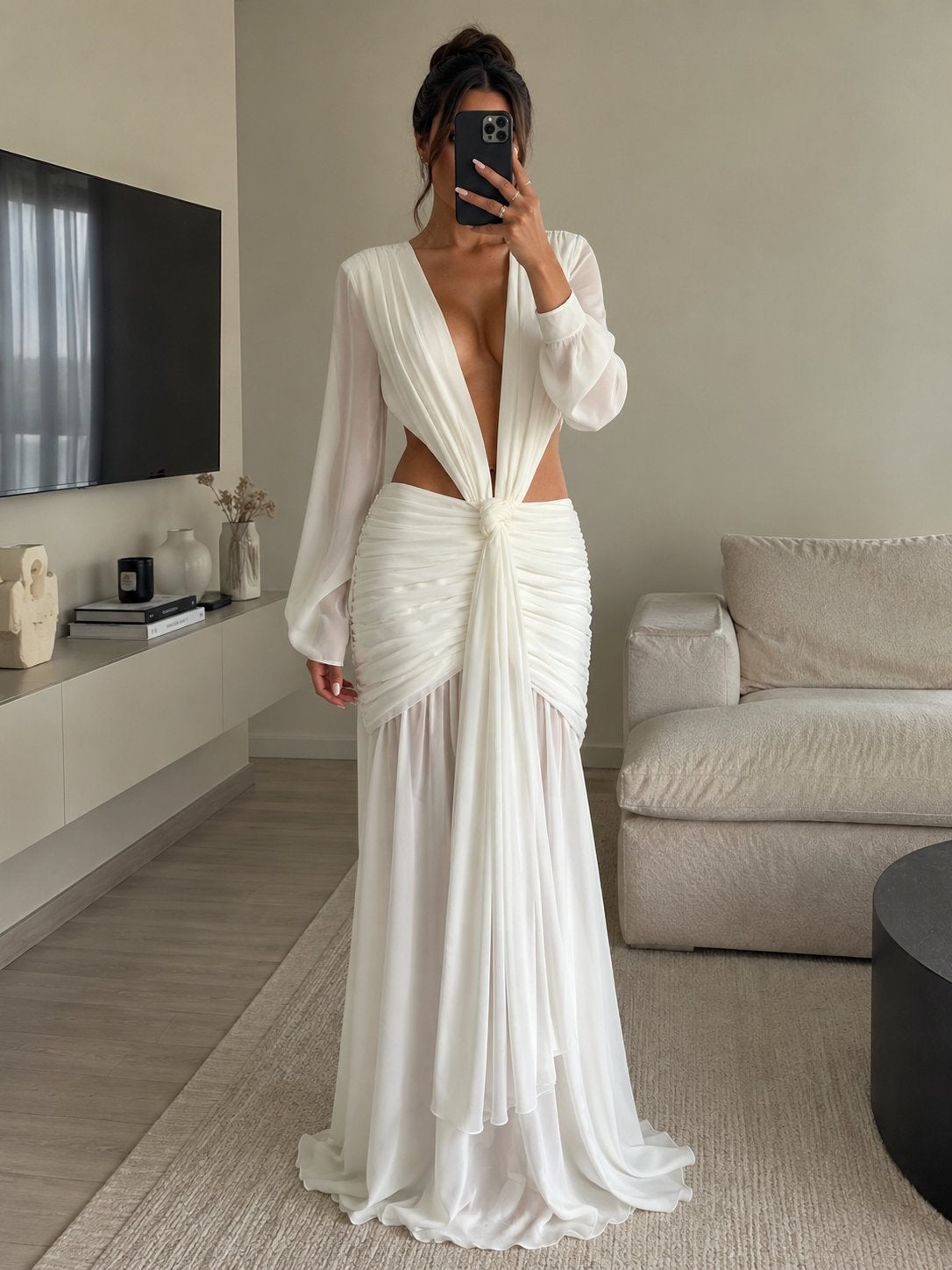 Mariana Maxi-Jurk: Romantische Elegantie & Moeiteloze Luxe, Kleding | Dames, Jurken, Maat 38/40 (M), Verzenden, Wit, Nieuw