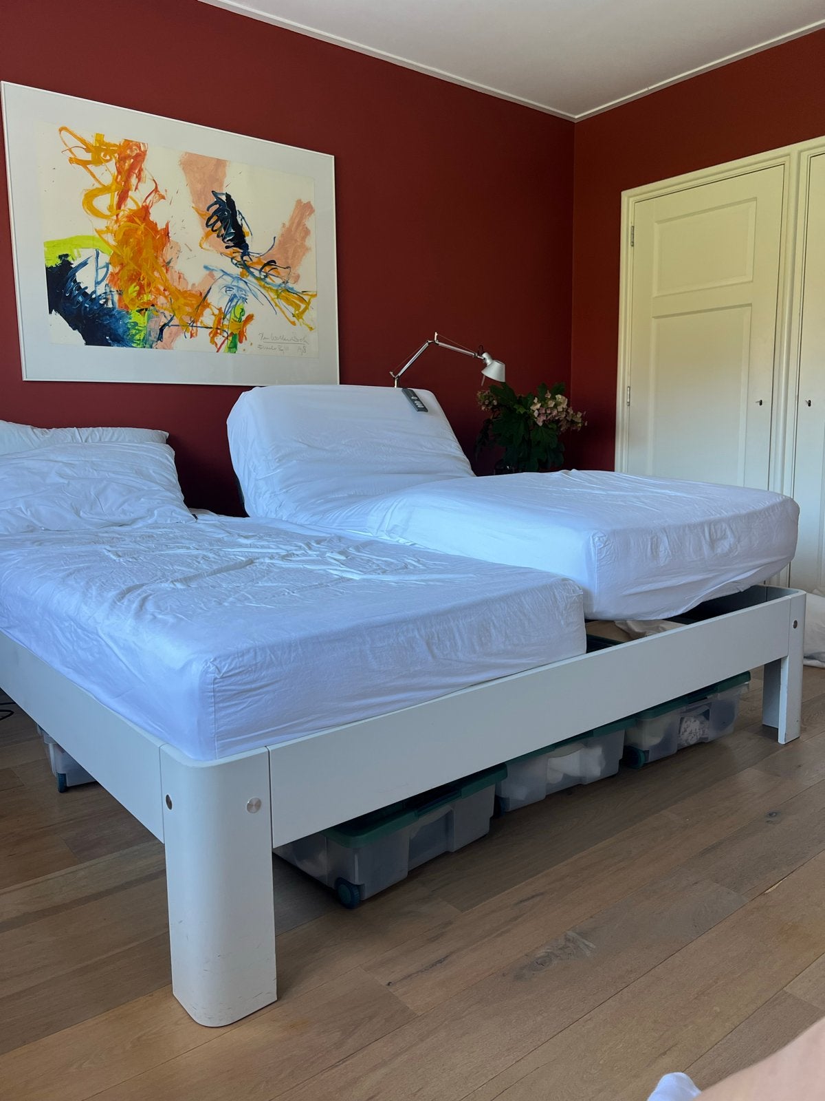 Auping bed 180x200 met elektrische verstelbare bedbodem, Ophalen, Wit, Tweepersoons, 180 cm