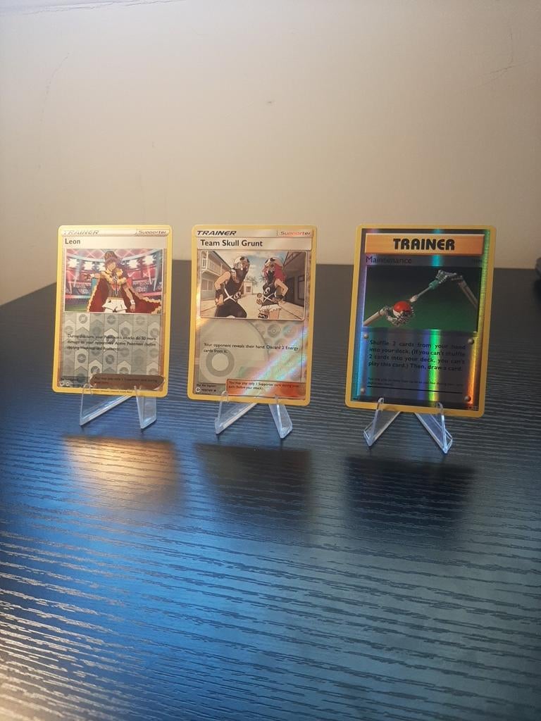 Pokémon Trainer Kaarten: Leon, Team Skull Grunt, Maintenance, Ophalen of Verzenden, Zo goed als nieuw, Meerdere kaarten, Foil