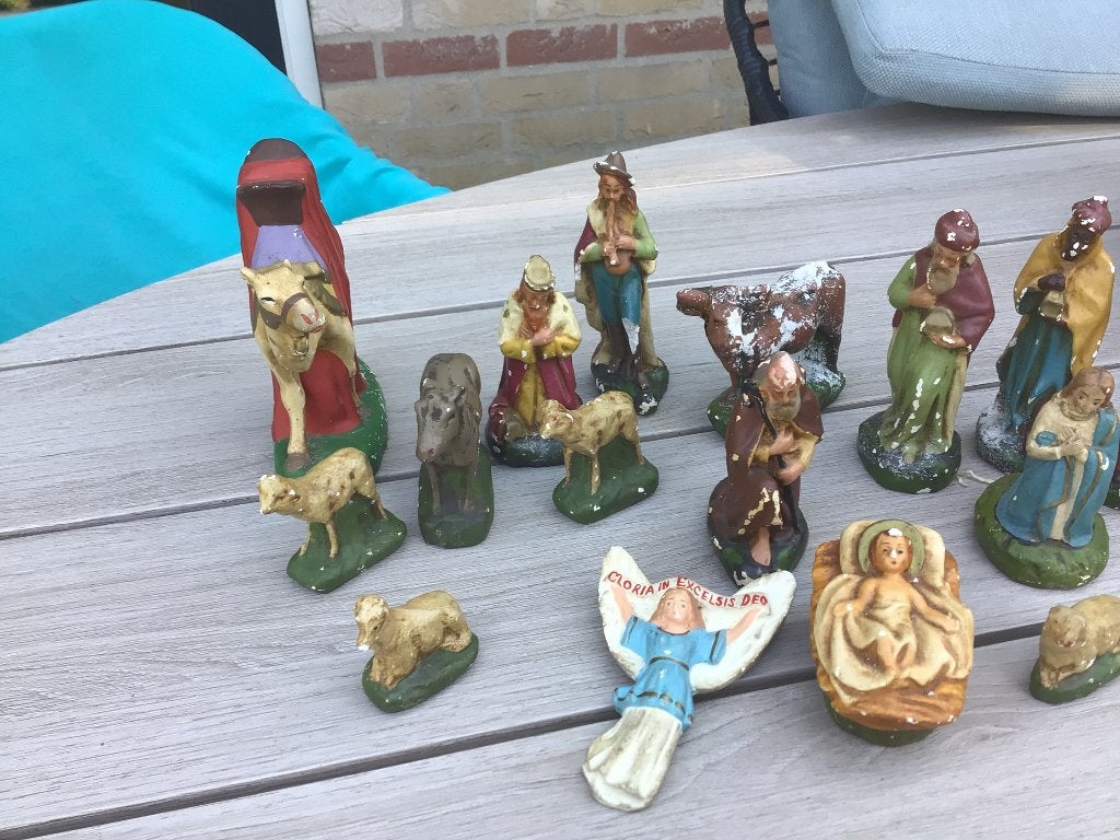 Te koop Antieke kerststal beeltjes, Antiek en Kunst, Ophalen of Verzenden