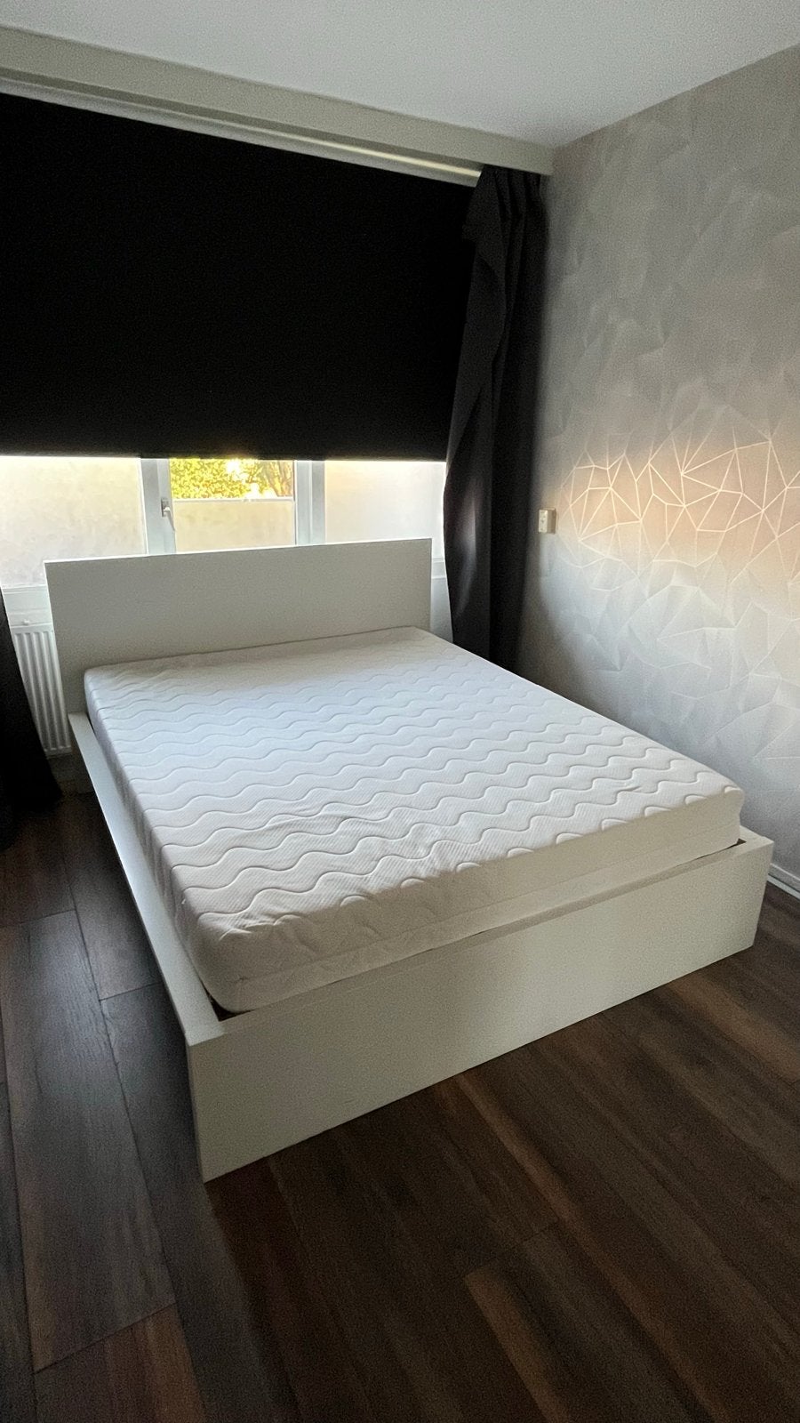 Tweepersoonsbed wit met lattenbodem 160 x 200 comfortabel, Ophalen, Gebruikt, Wit, Tweepersoons