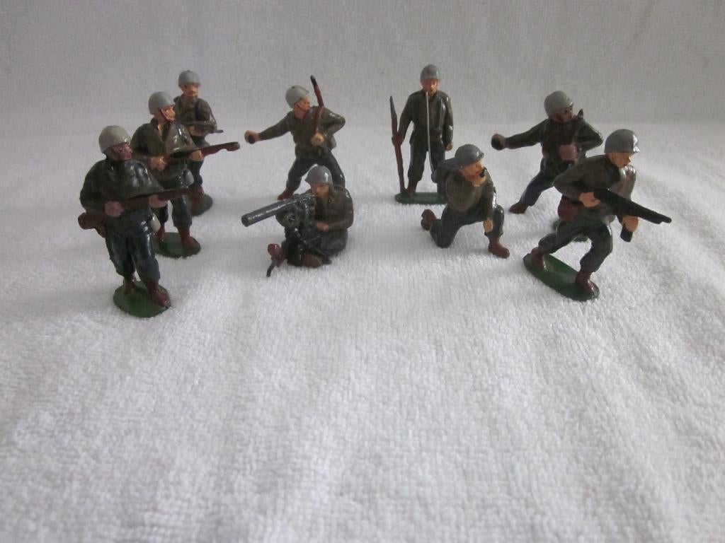 9 Timpo Toys 1950 soldaten WWII metaal(lood) 6 cm., Ophalen of Verzenden