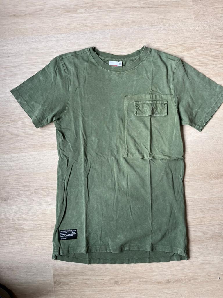 CoolCat Jongens T-shirt - Groen met zakje, Ophalen of Verzenden, Gebruikt, Jongen, Shirt of Longsleeve