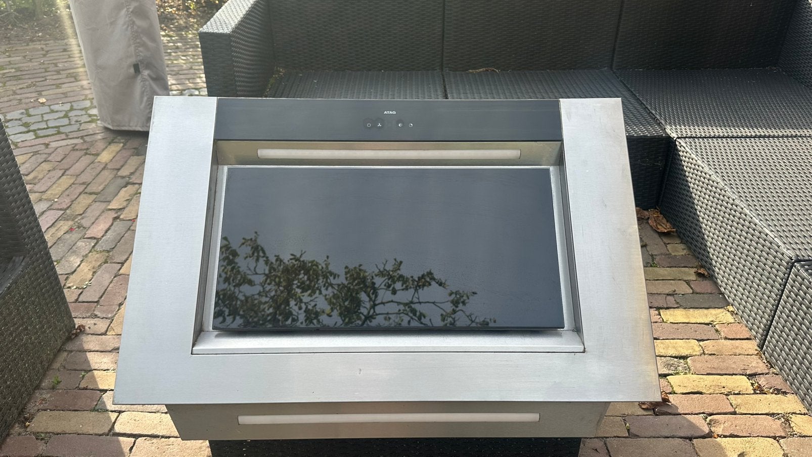 ATAG - Diagonale wandafzuigkap (90cm), Ophalen, Gebruikt, Wandschouwkap, 600 tot 800 m³ per uur