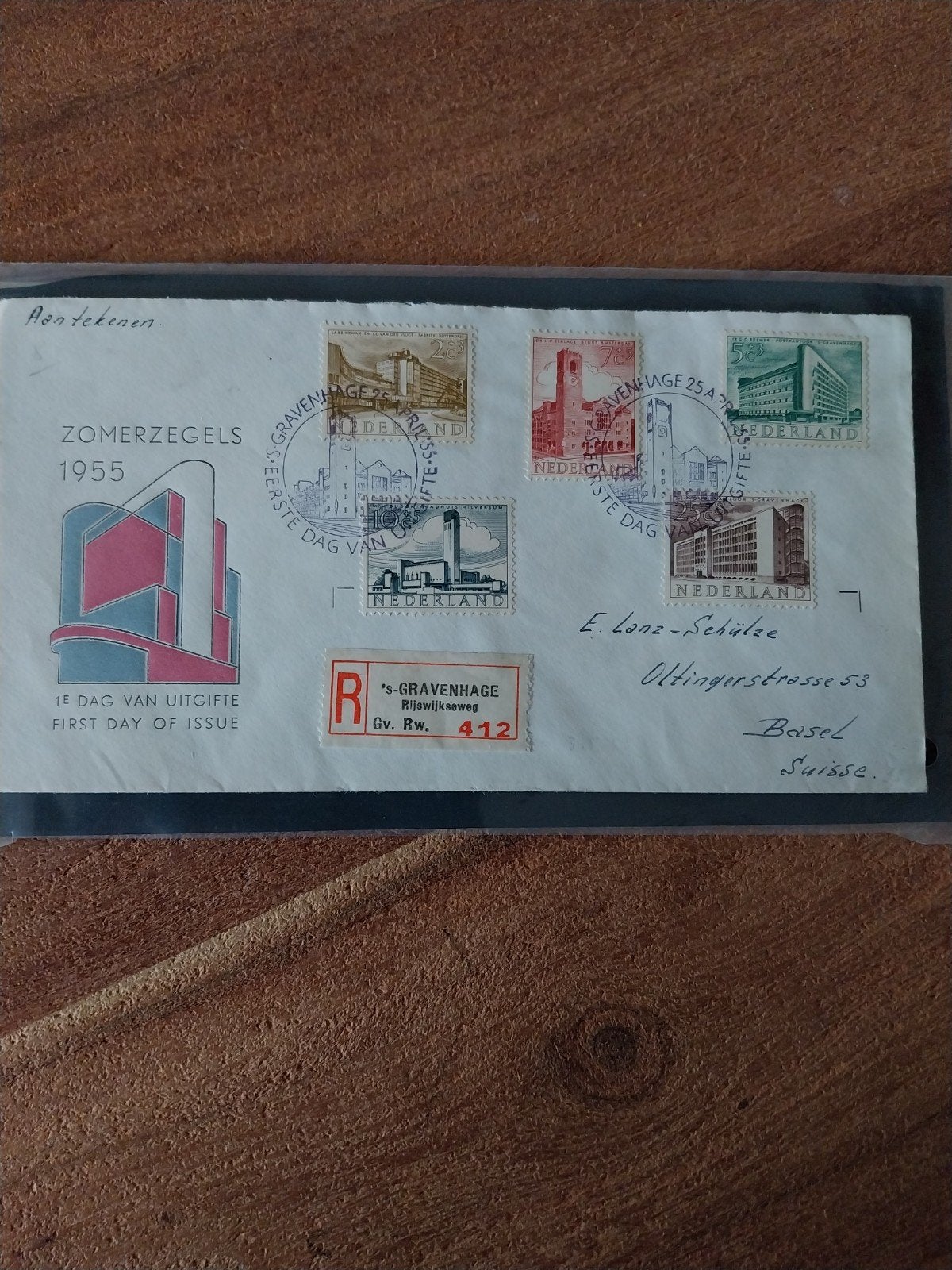 Nederlandse gelopen FDC E21 Zomer 1955 R strook CW 85,00., Ophalen of Verzenden, Nederland