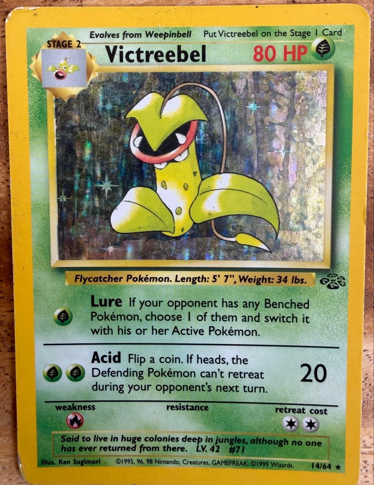 Victreebel 14/64 Jungle Set Pokémon Kaart, Hobby en Vrije tijd, Verzamelkaartspellen | Pokémon, Ophalen of Verzenden, Gebruikt