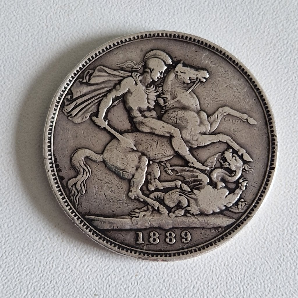 Zilveren Crown 1889 Verenigd Koninkrijk, Ophalen of Verzenden, Overige landen, Losse munt, Zilver