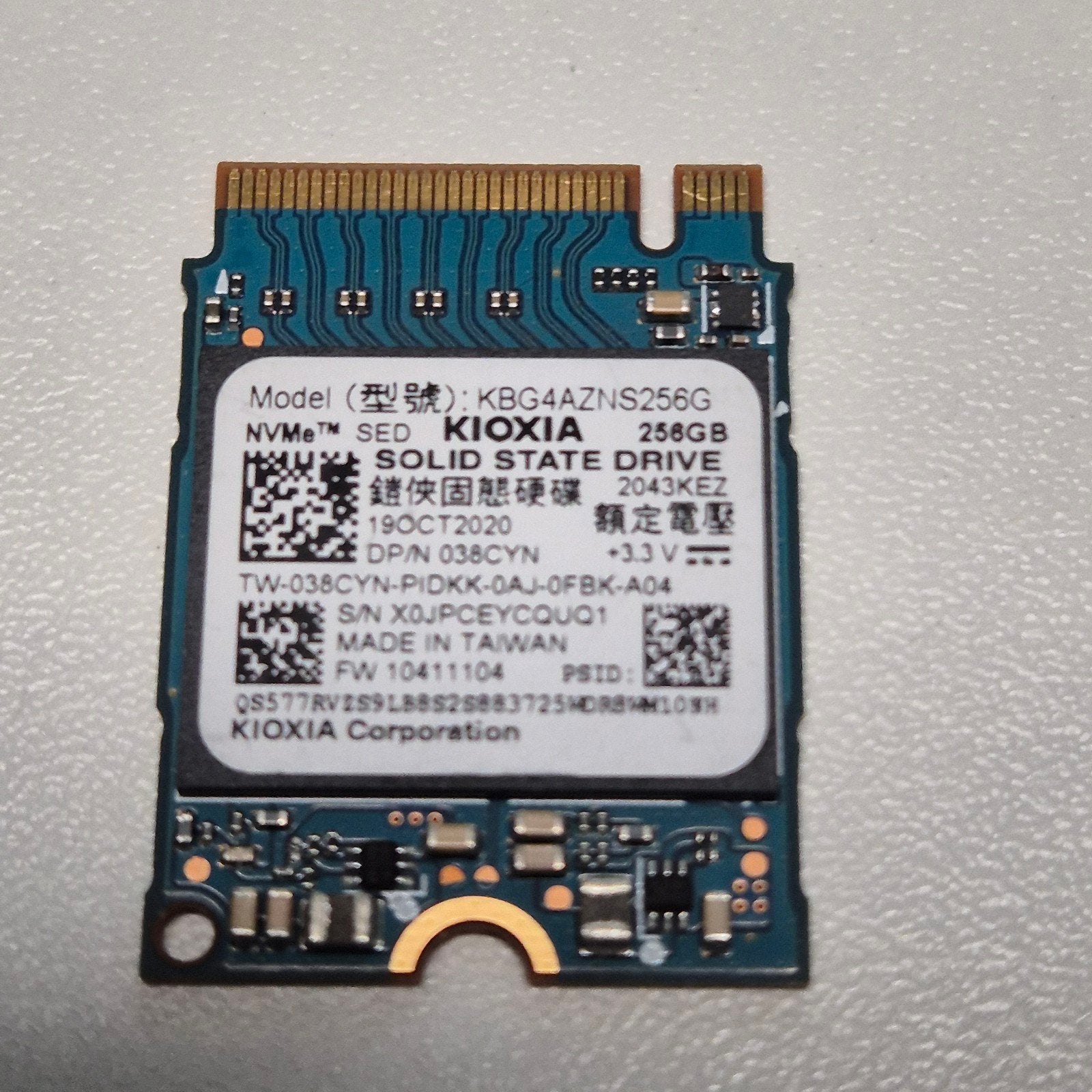 Kioxia KBG4 256GB Nvme SSD 2230, Intern, Gebruikt, 256GB, Verzenden