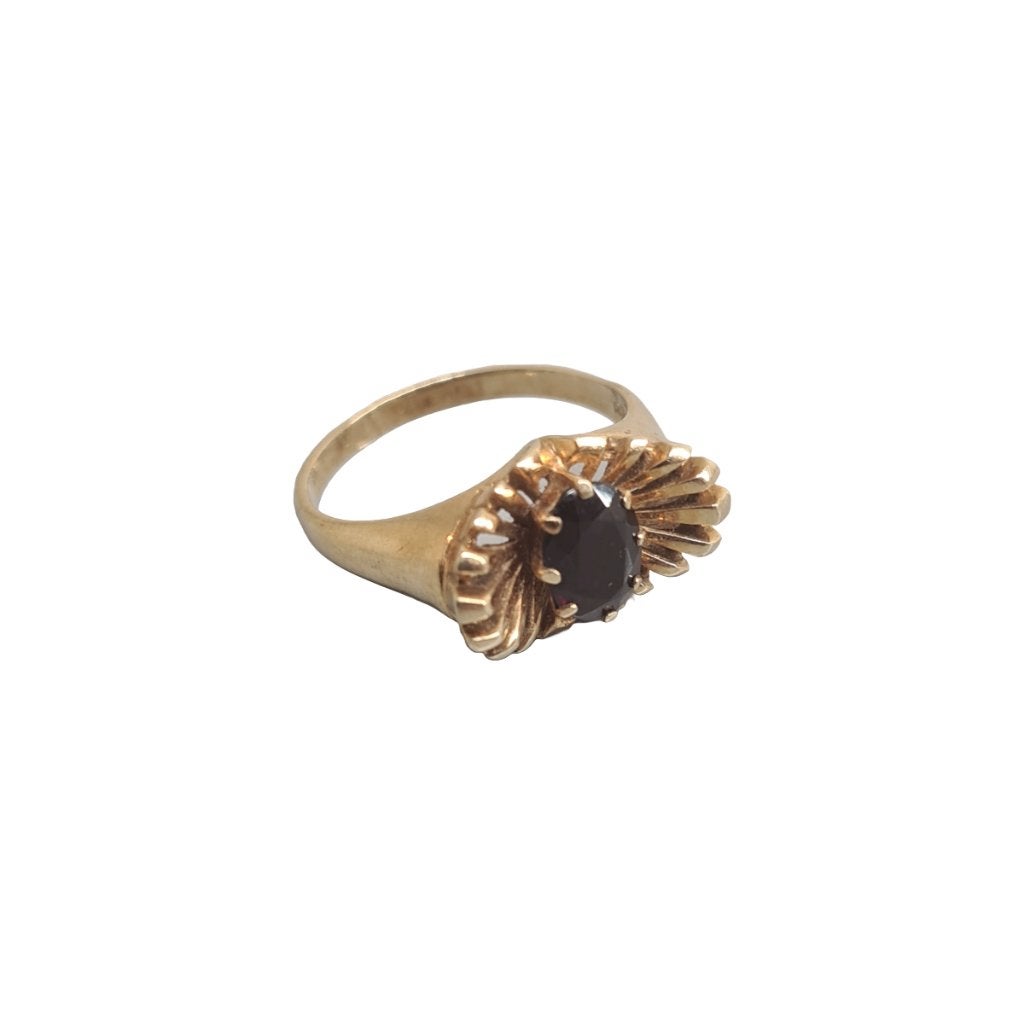 14kt gouden ring met granaat, Sieraden, Tassen en Uiterlijk, Ringen, Ophalen of Verzenden, Zo goed als nieuw, 17 tot 18, Met edelsteen