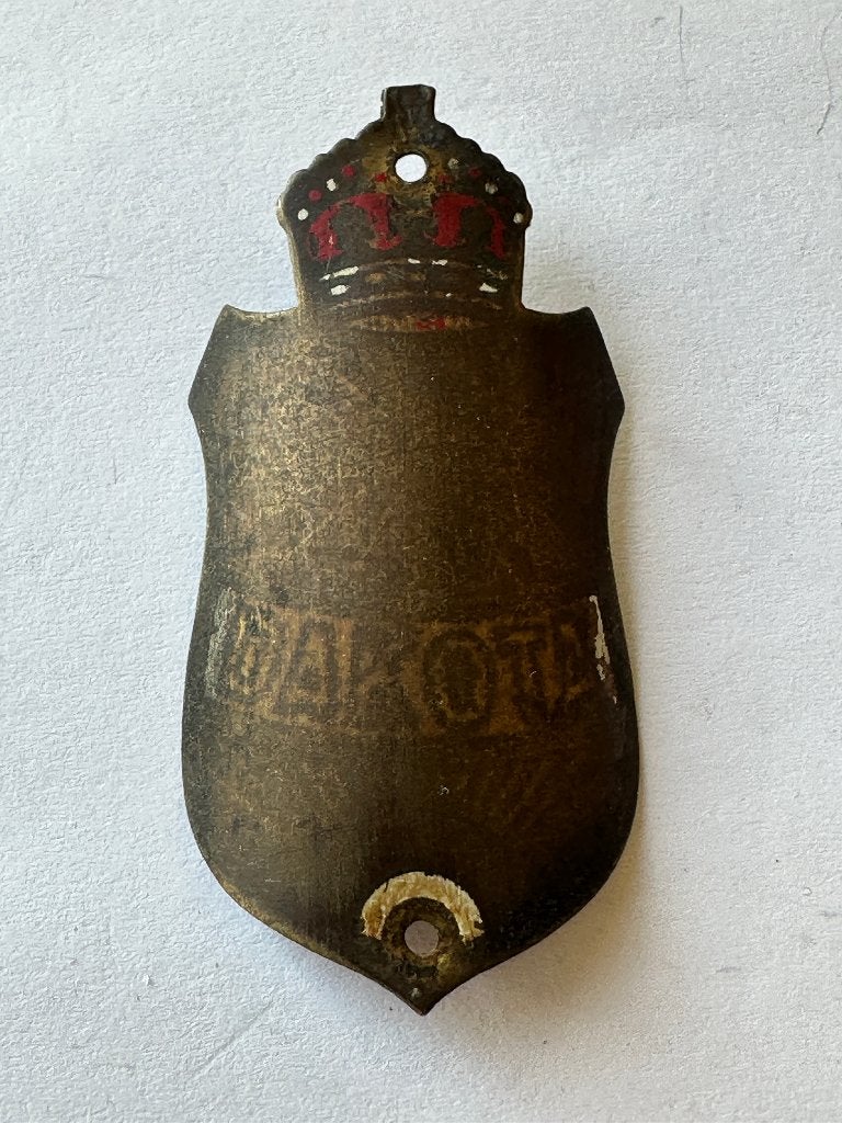 Oud balhoofdplaatje Dakota balhoofd plaatje., Gebruikt, Overige typen, Ophalen of Verzenden, Dakota.