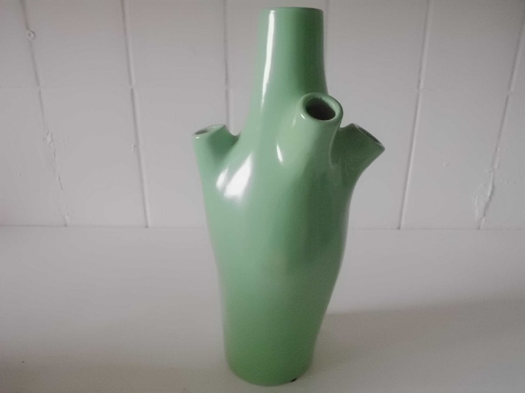 1 aardenwerk / stenen tulpenvaas, mintgroen, meerdere vakken, Ophalen, Gebruikt, 32 cm, Geschikt voor droogbloemen