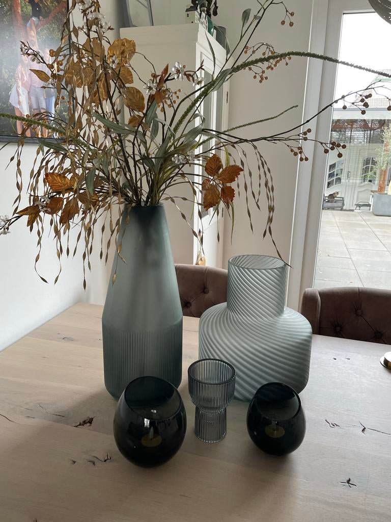 Stijlvolle Tafeldecoratie Set: Vazen en Kandelaars, Huis en Inrichting, Ophalen, Overige kleuren, 50 tot 75 cm, Glas