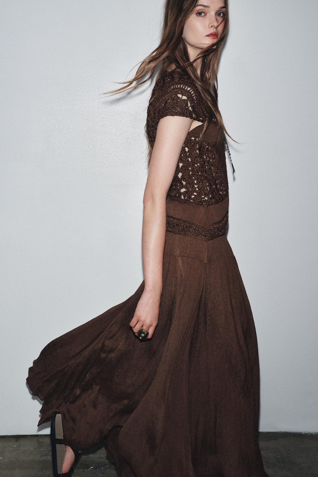 Zara Limited Edition Maxi Jurk Maat m nieuw Zara jurk lang, Maat 38/40 (M), Galajurk, Bruin, Nieuw