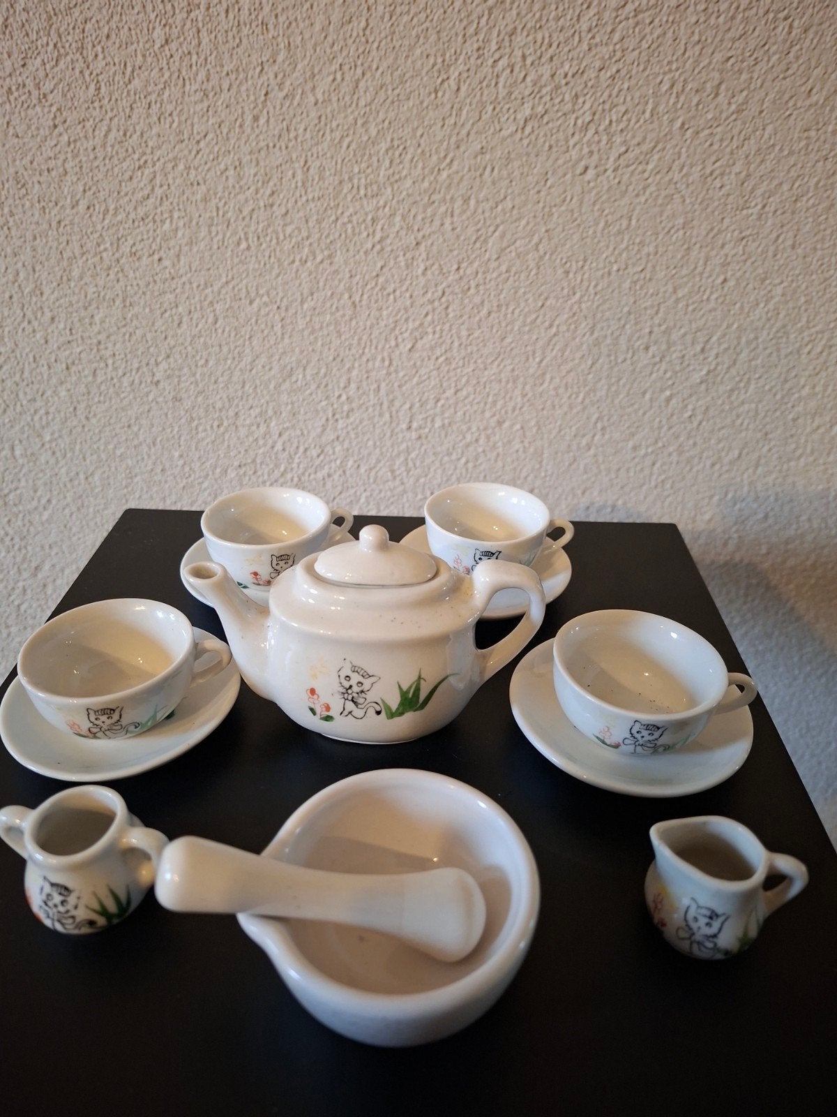 Vintage Miniatuur Theeservies - Kat & Bamboe (14-delig)
Te k, Antiek en Kunst, Ophalen of Verzenden