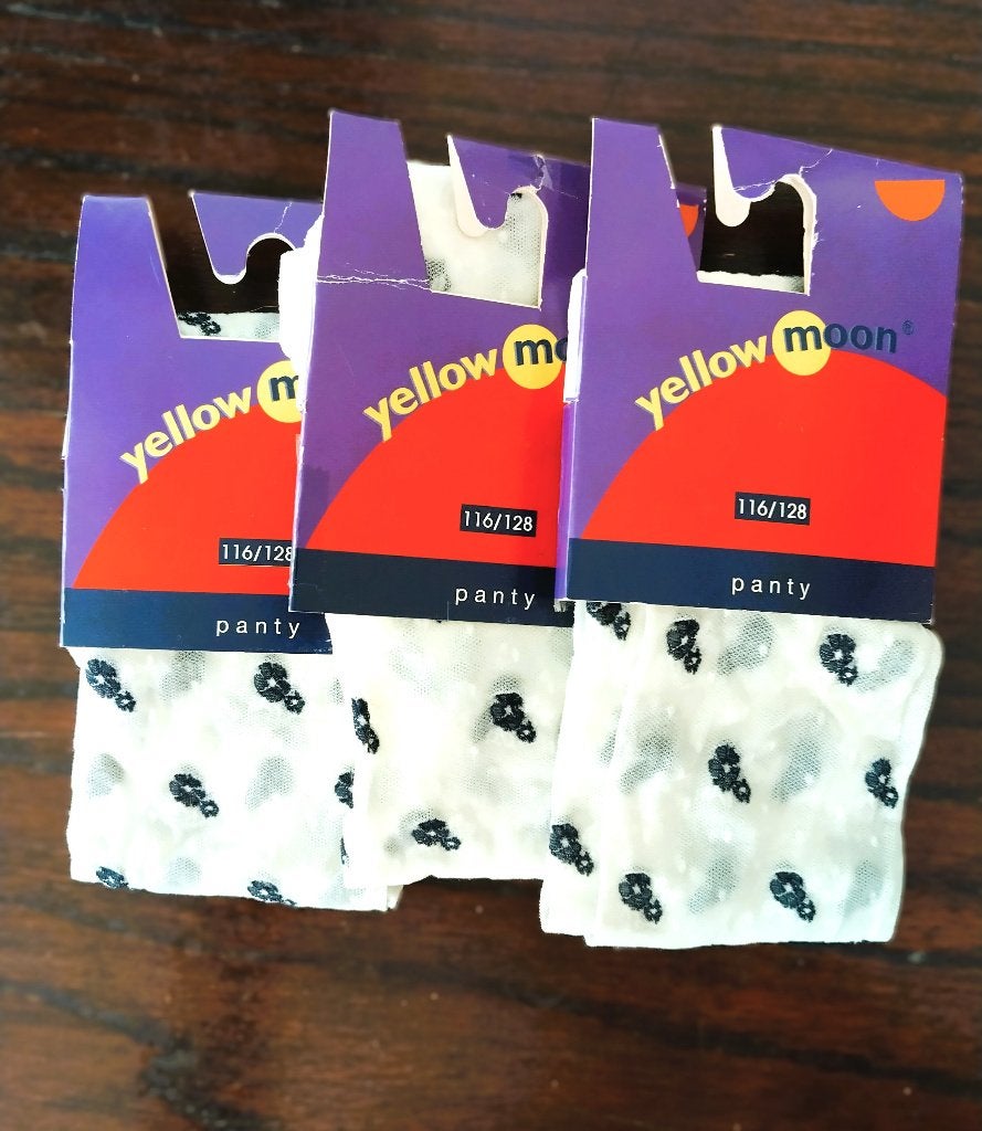 Yellow Moon Kinderpanty, Maat 116-128, Wit, Blauw, 3 paar, Overige typen, Meisje, Nieuw, Ophalen of Verzenden