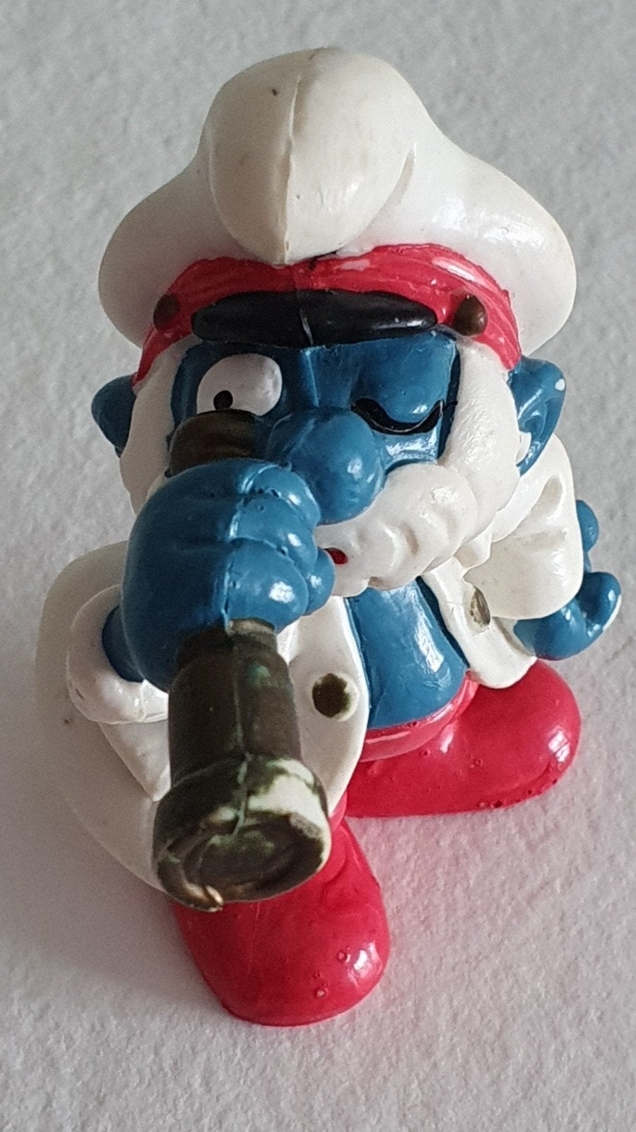 Kapitein Smurf Schleich 1981, Ophalen of Verzenden, Gebruikt, Poppetje, Figuurtje of Knuffel