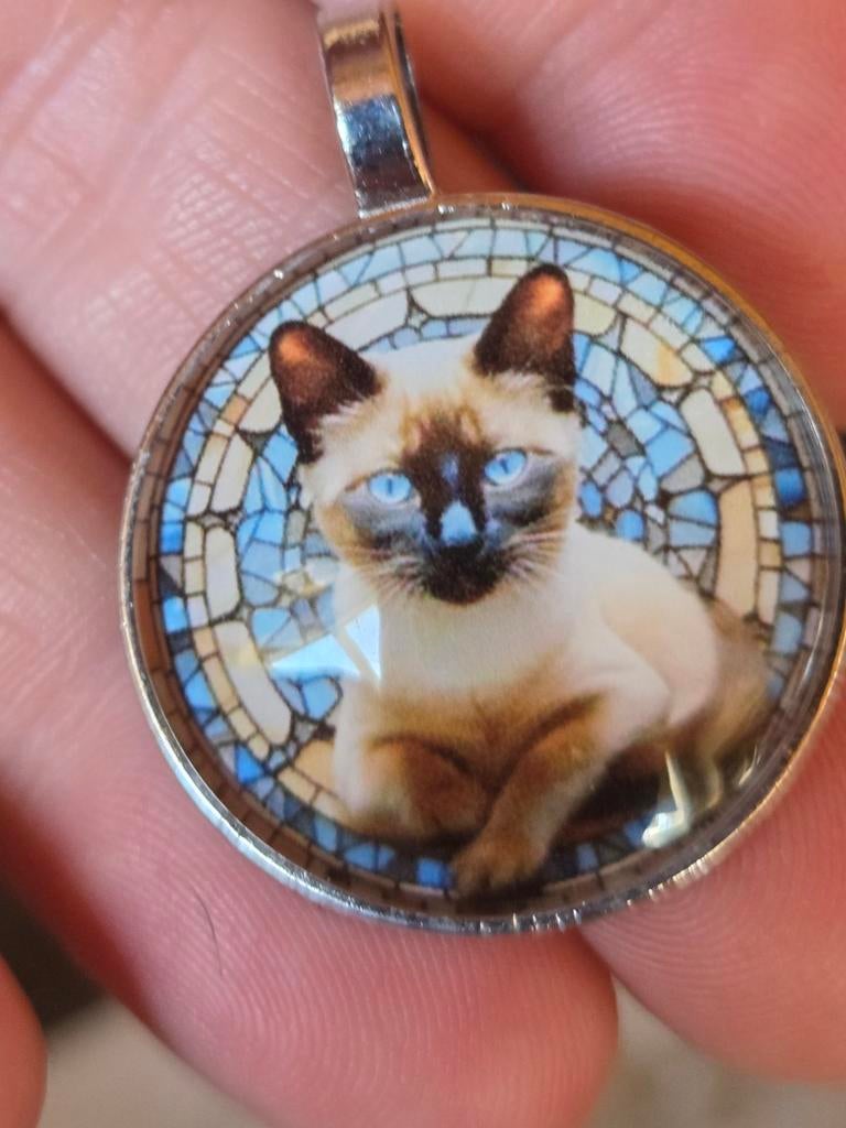 Sleutelhanger met Siamees Katje, Overige kleuren, Glas of Kristal, Nieuw, Ophalen of Verzenden