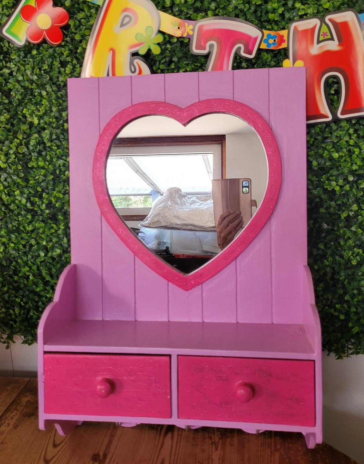 Opgeknapte houten hangkaptafel rose, Ophalen, Minder dan 50 cm, Zo goed als nieuw, Minder dan 100 cm